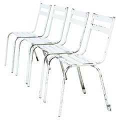 1950's French Artprog Mint Metal Stacking Outdoor Chairs Set of Four