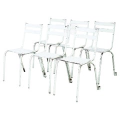 1950's French ArtProg Mint Metal Stacking Outdoor Chairs, Set of Six