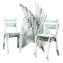 1950’s French Artprog Mint Metal Stacking Outdoor Chairs, Various Quantities Av