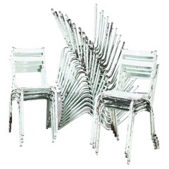 Retro 1950’s French Artprog Mint Metal Stacking Outdoor Chairs, Various Quantities Av