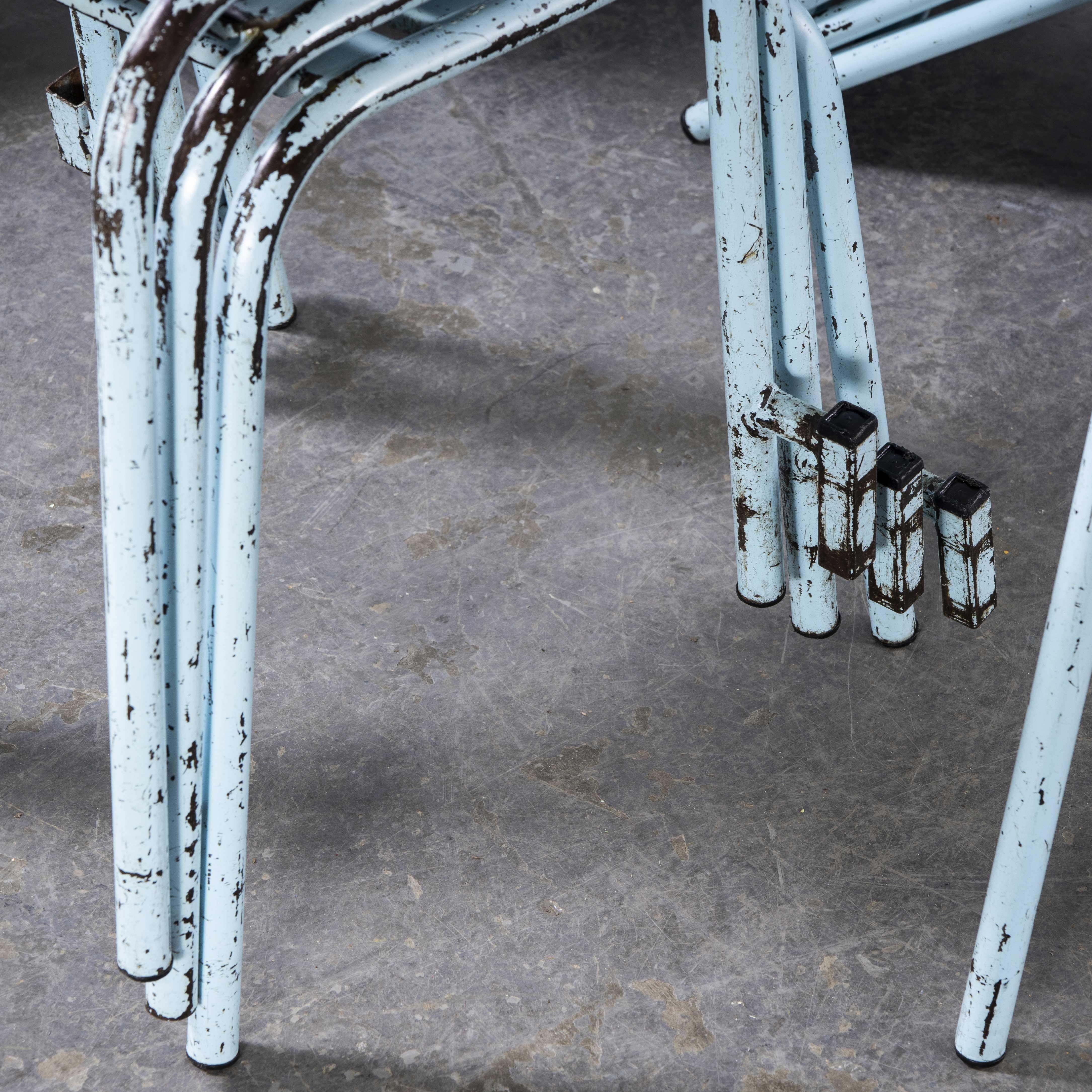 1950s French Artprog Sky Blue Metal Stacking Outdoor Chairs, Various Quantitie For Sale 3