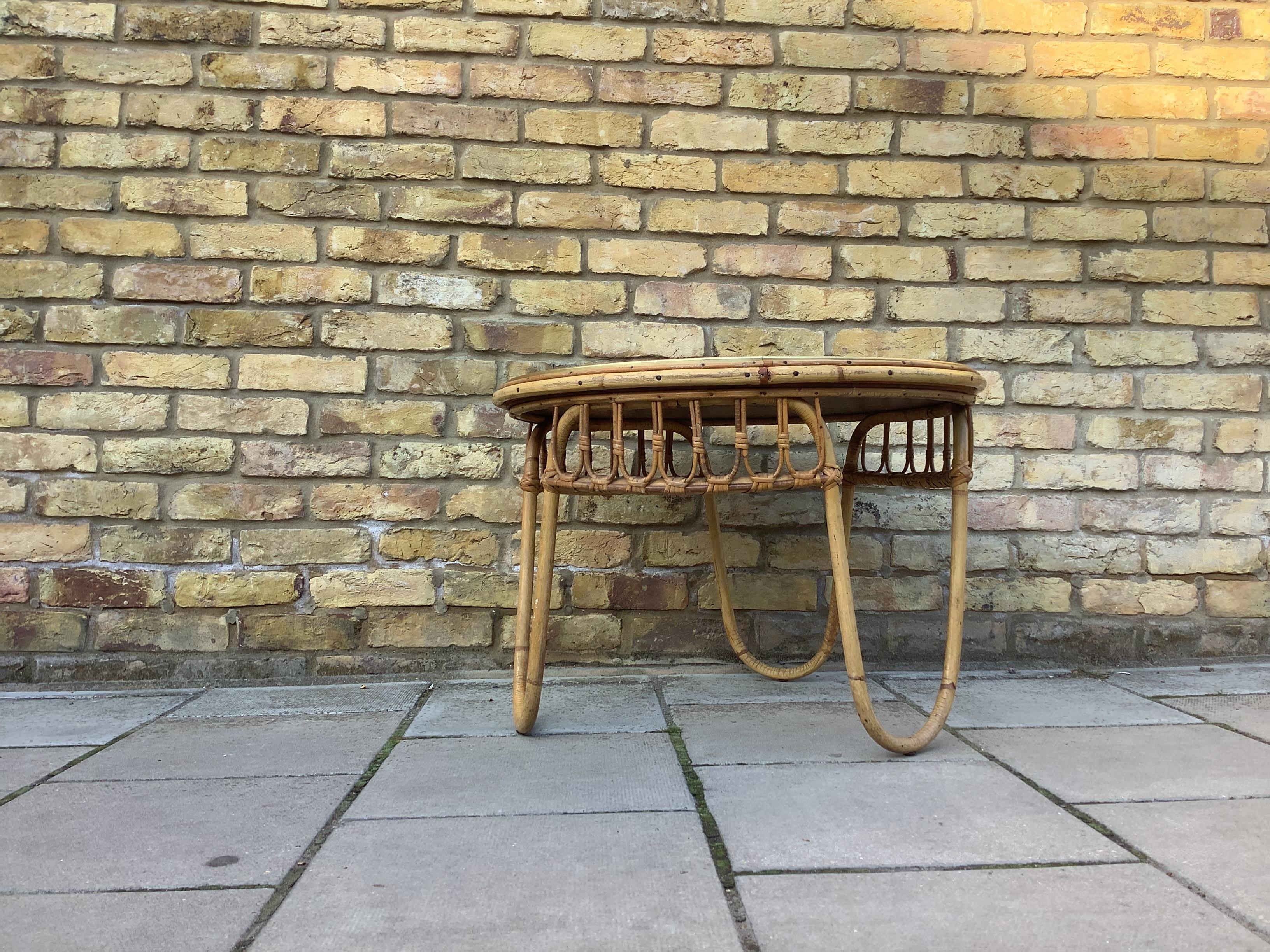 Mid-Century Modern 1950’s French Bamboo Coffee Table For Sale