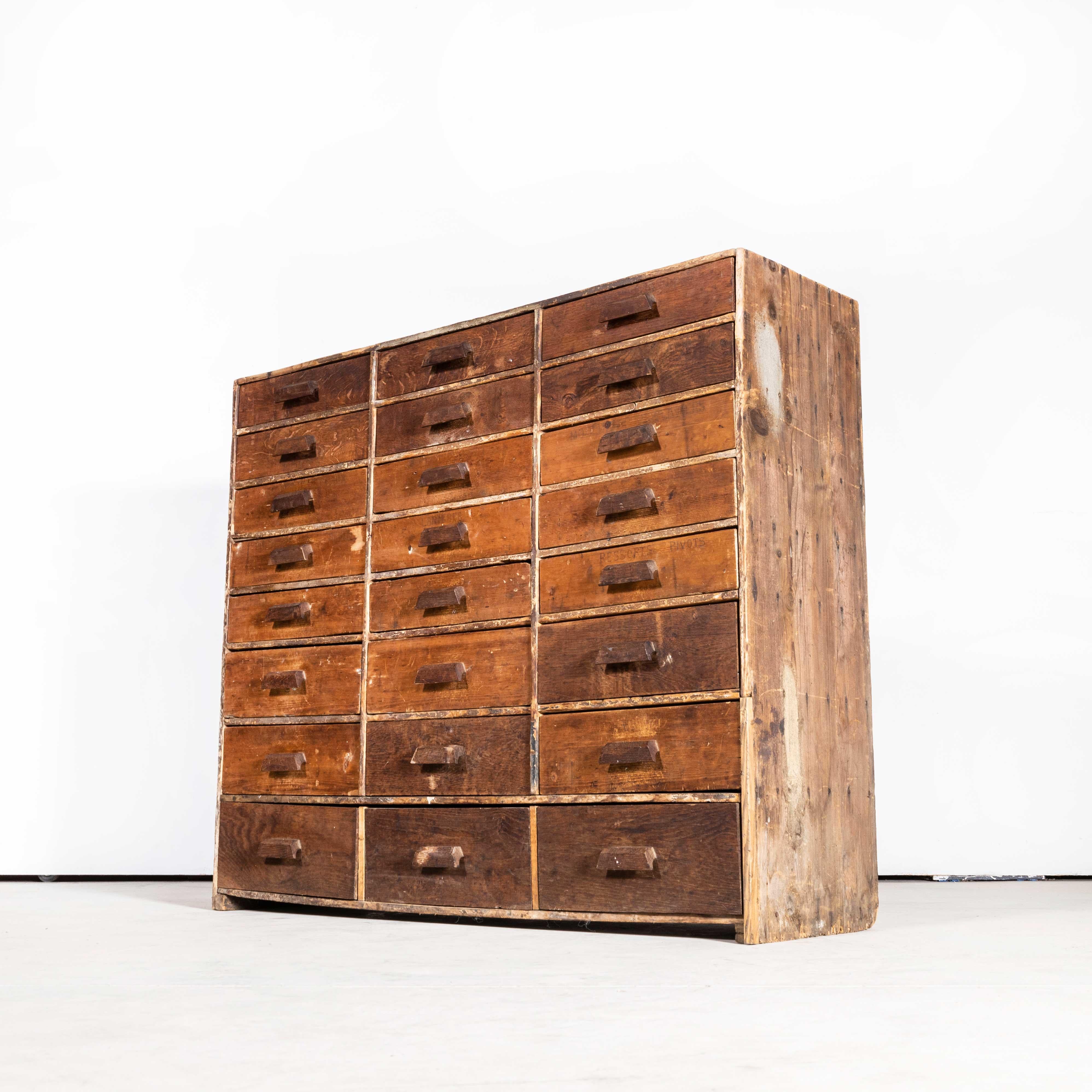 1950s French Bank of Workshop Drawers, Twenty Four Drawers For Sale 2
