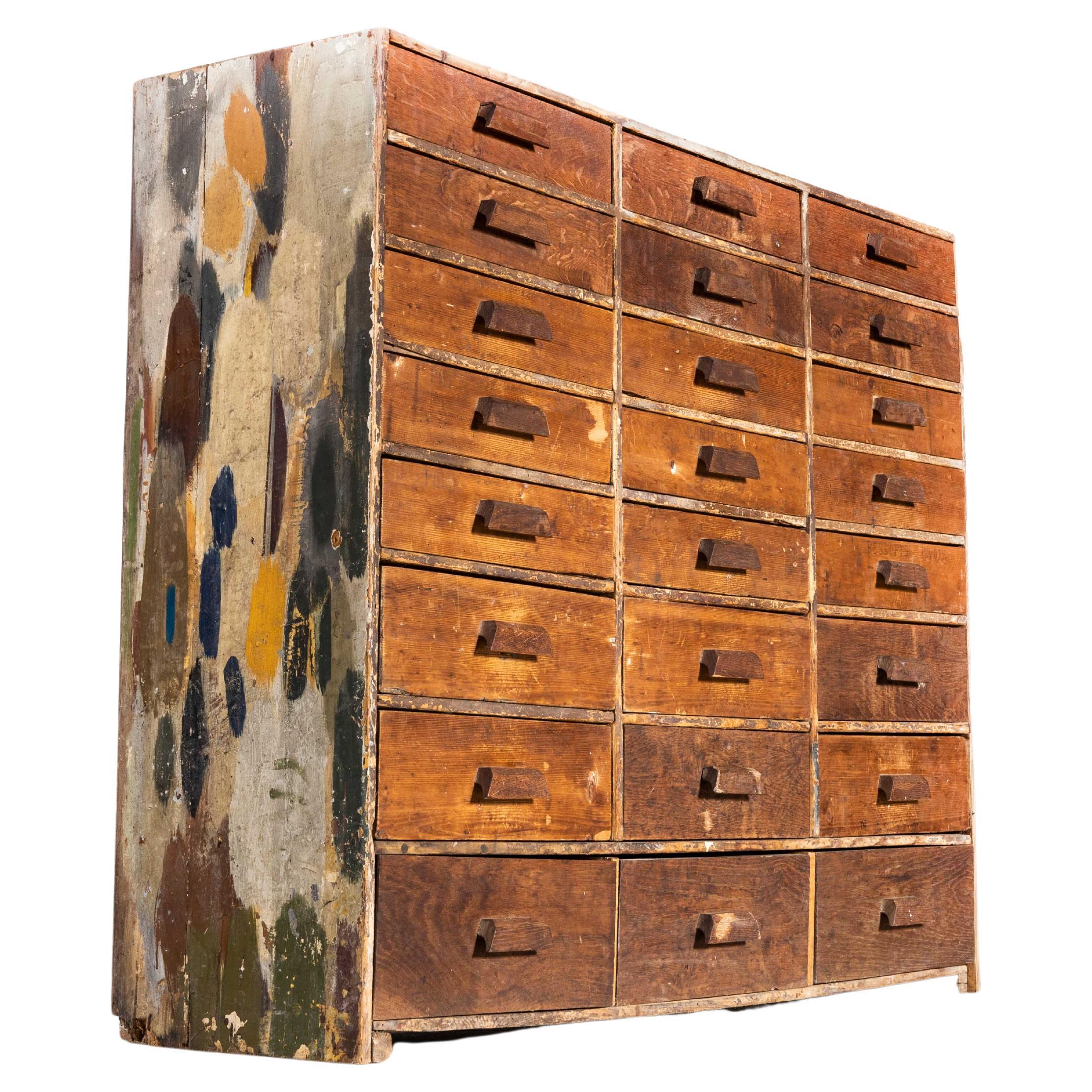1950s French Bank of Workshop Drawers, Twenty Four Drawers For Sale