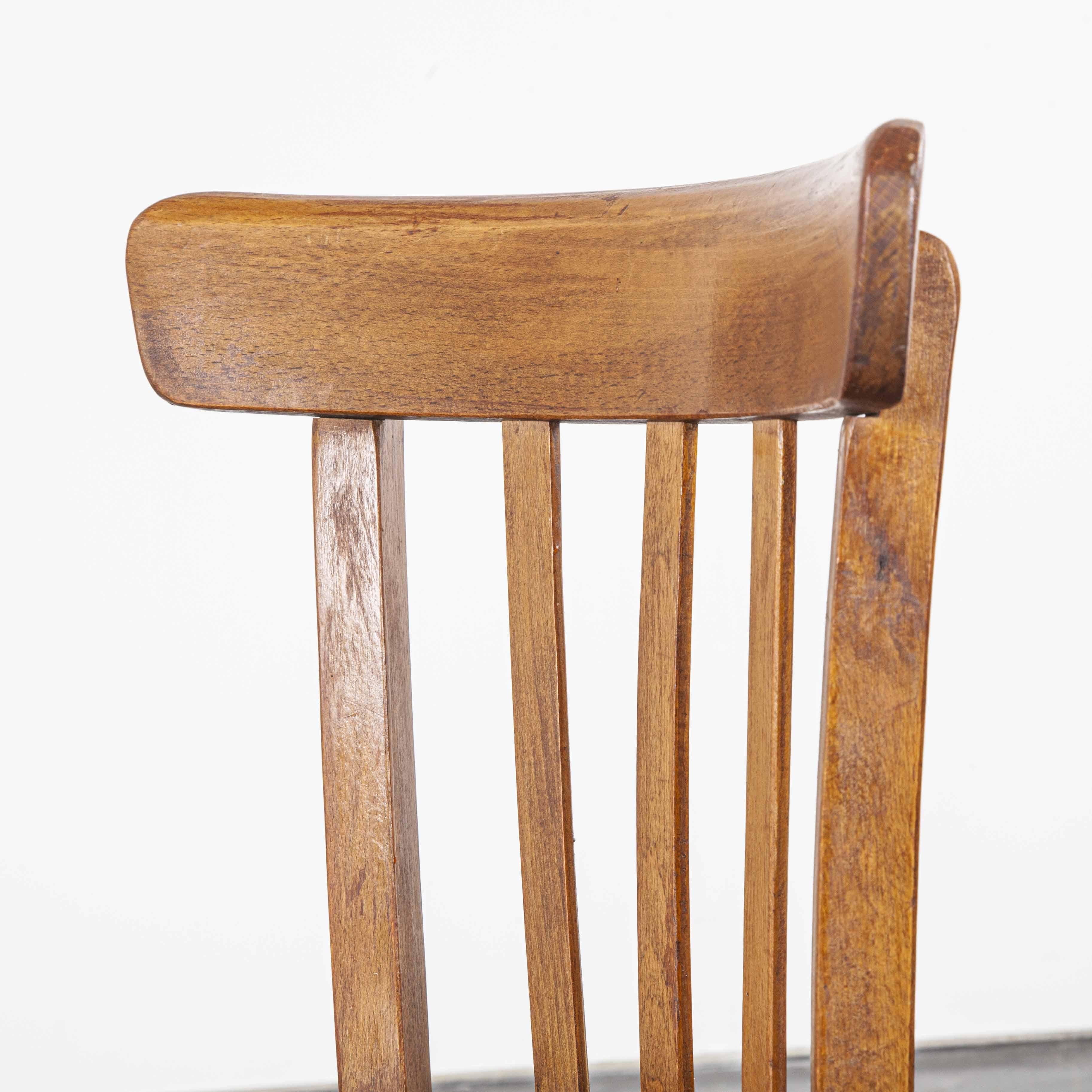 1950s Baumann bentwood bistro dining chair – Model 2 – set of eight. Classic beech bistro chair made in France by the maker Joamin Baumann. Baumann is a slightly off the radar French producer just starting to gain traction in the market. Baumann was