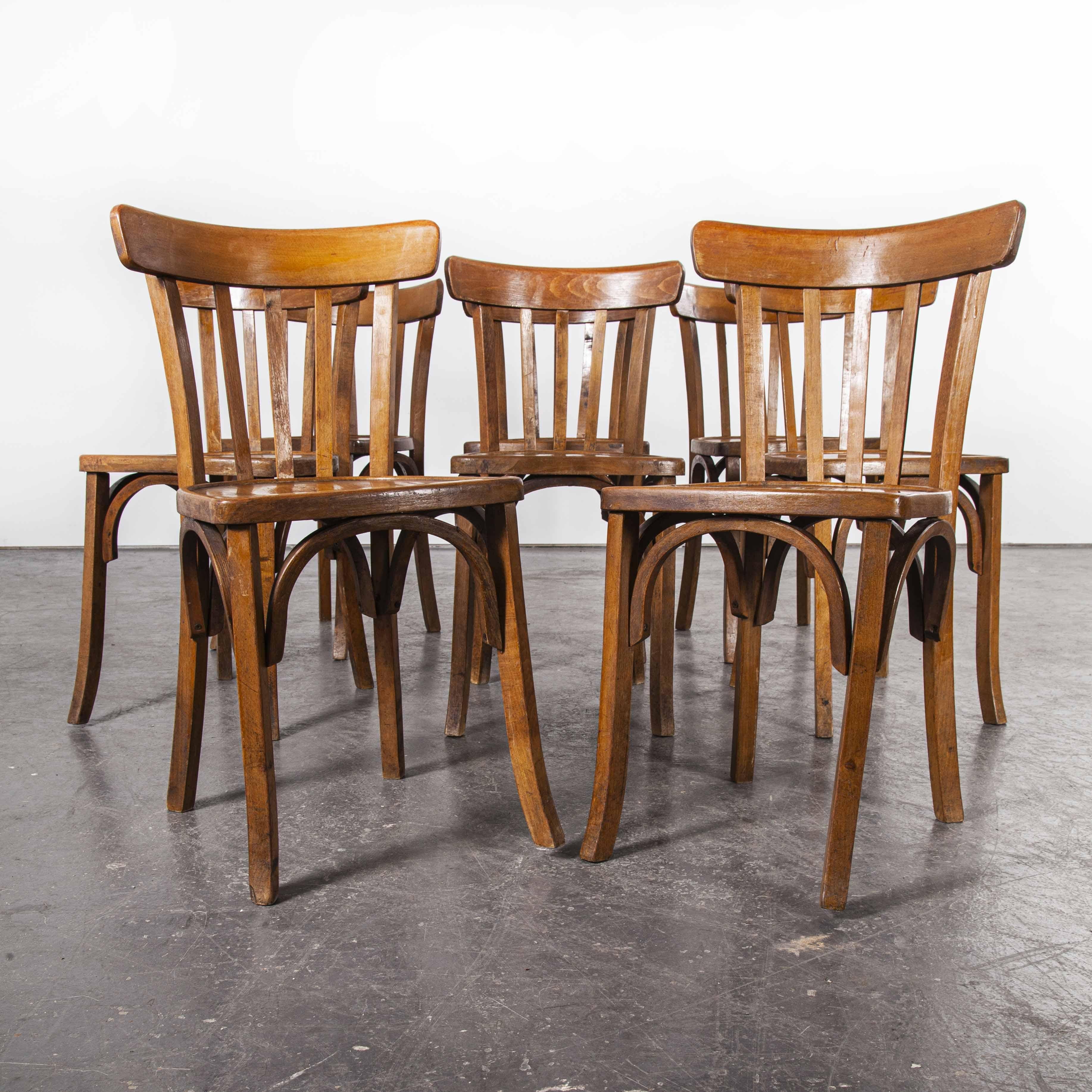1950s French Baumann Bentwood Bistro Dining Chair, Model 2, Set of Eight In Good Condition In Hook, Hampshire