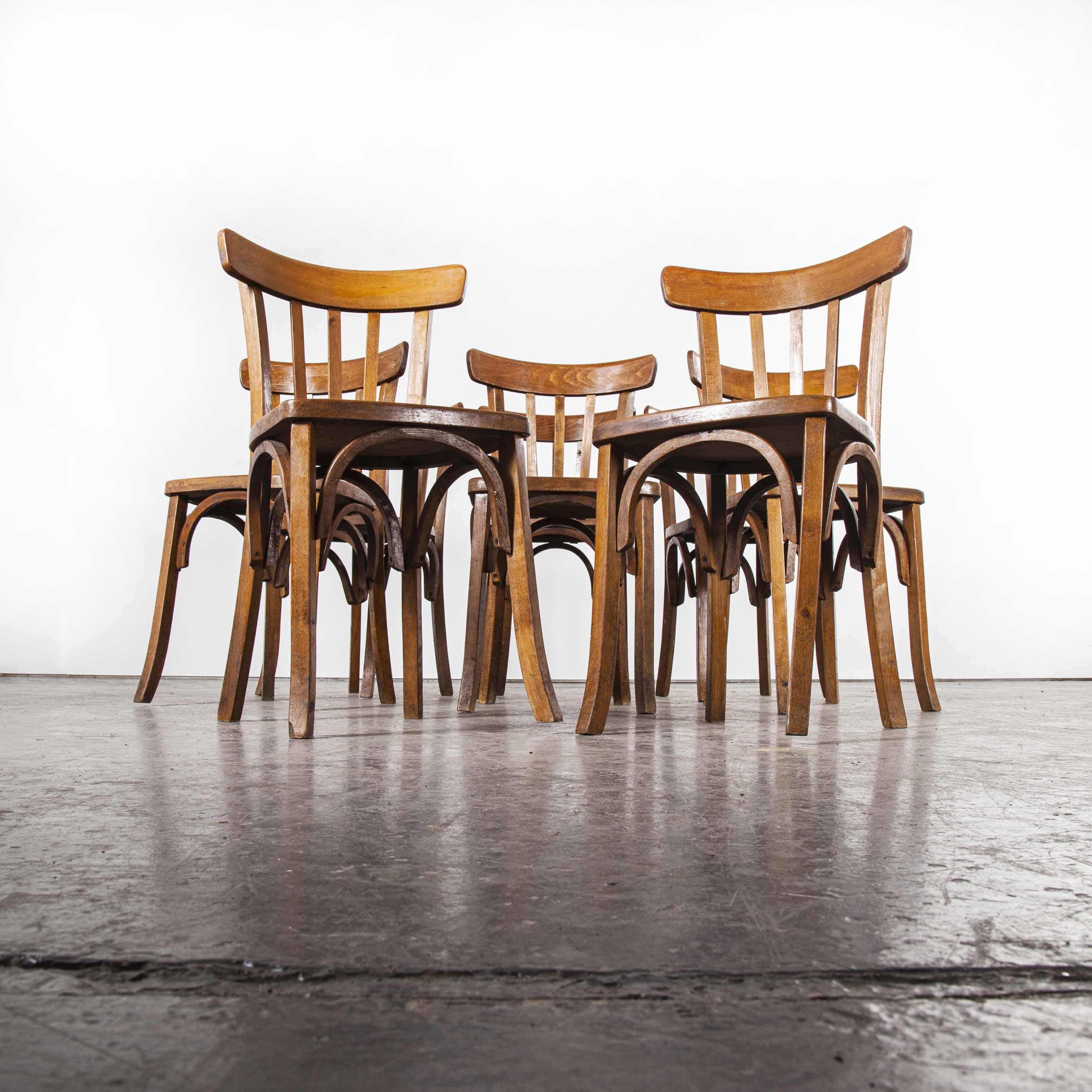Mid-20th Century 1950s French Baumann Bentwood Bistro Dining Chair, Model 2, Set of Eight