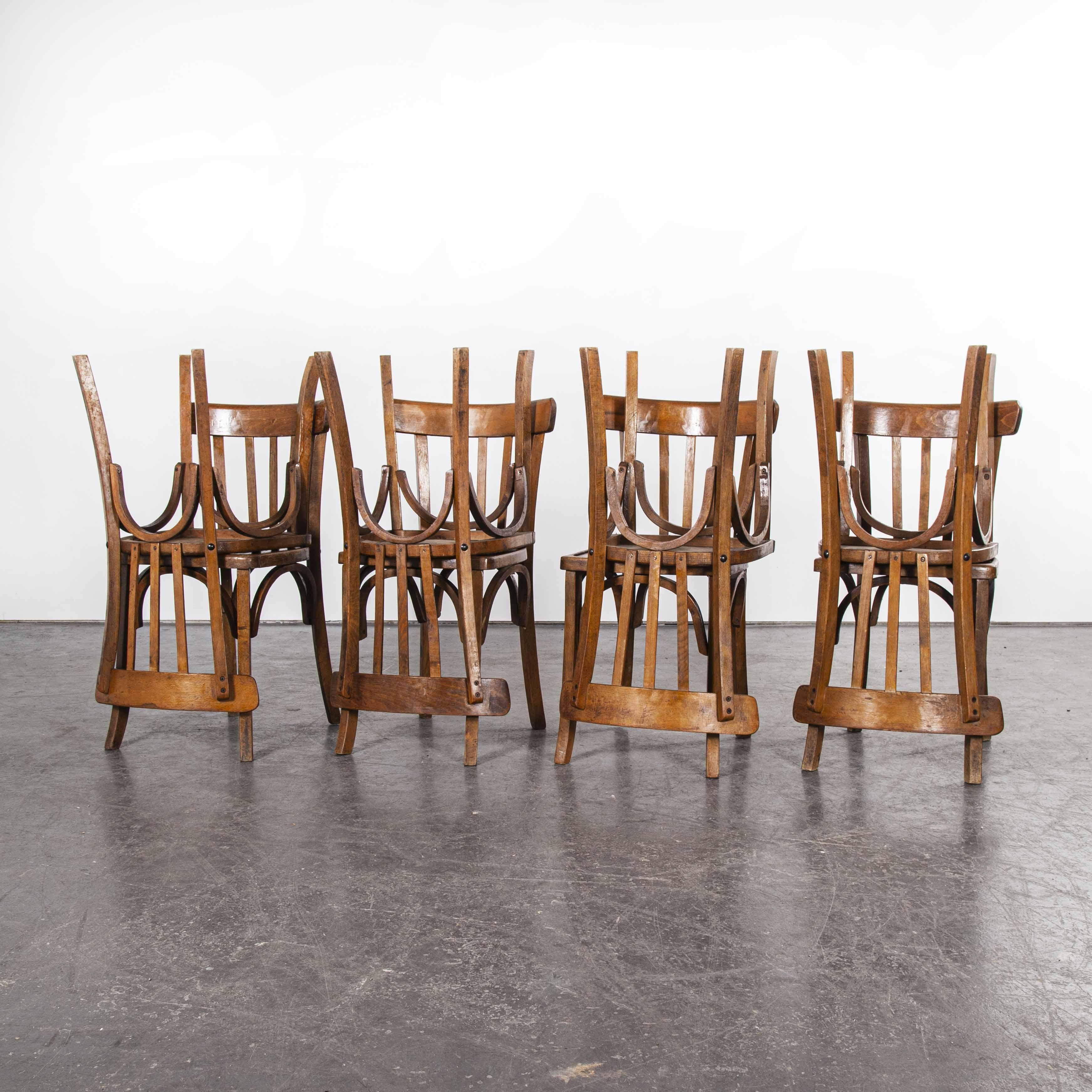 1950s French Baumann Bentwood Bistro Dining Chair, Model 2, Set of Eight 1