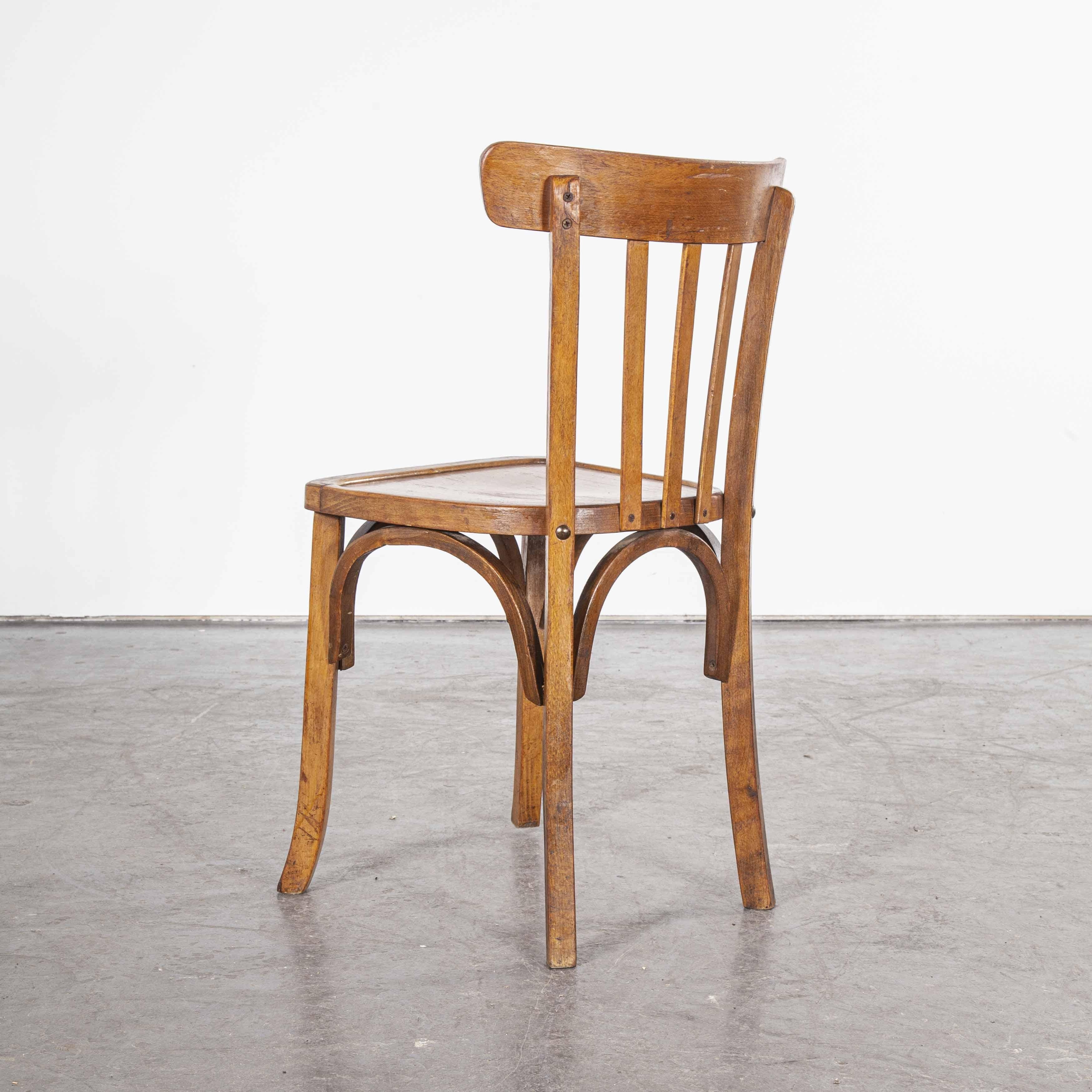 1950s French Baumann Bentwood Bistro Dining Chair, Model 2, Set of Eight 3