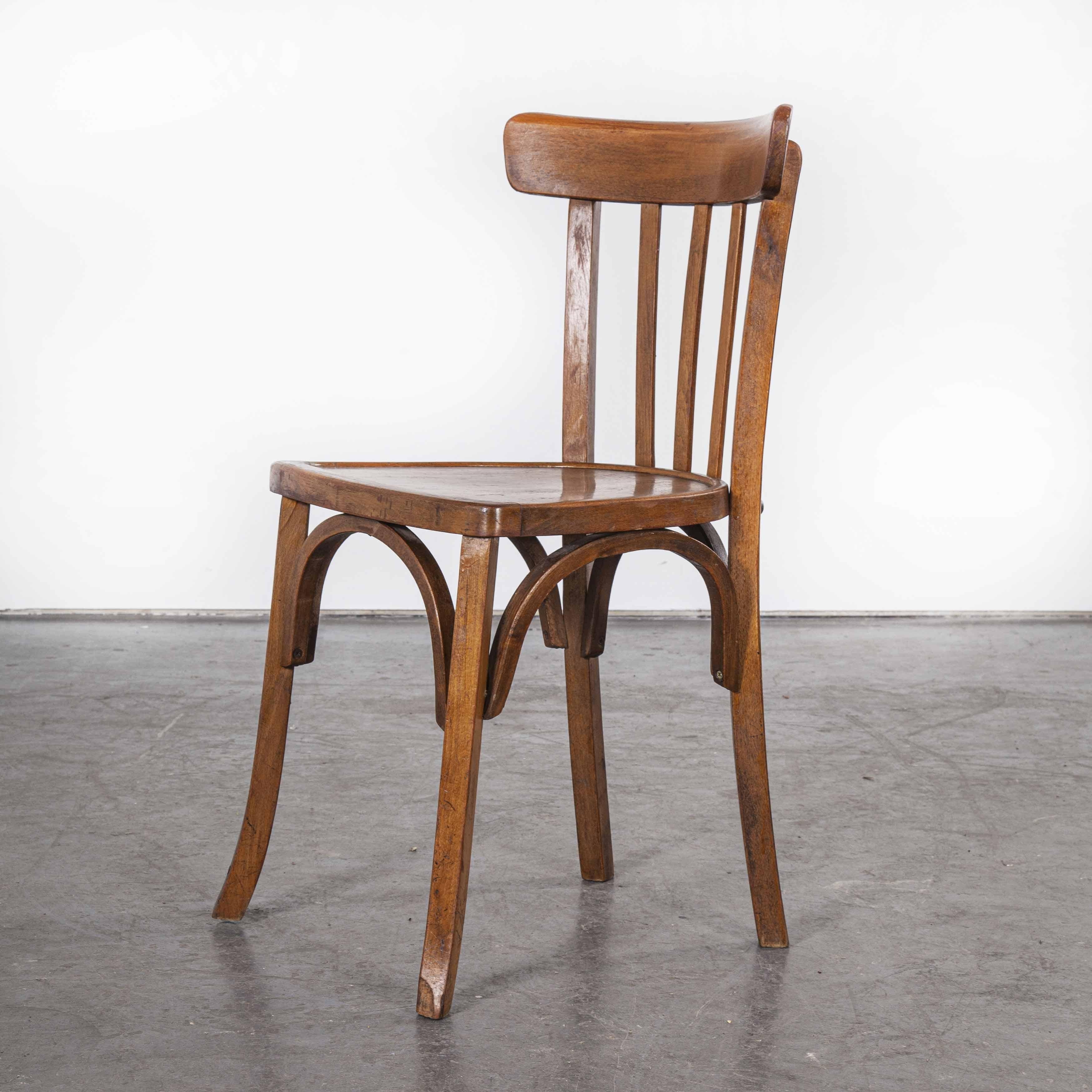 1950s French Baumann Bentwood Bistro Dining Chair, Model 2, Set of Eight 4