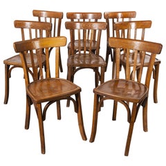 1950s French Baumann Bentwood Bistro Dining Chair, Model 2, Set of Eight