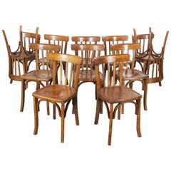 1950s French Baumann Bentwood Bistro Dining Chair, Model 2, Set of Twelve