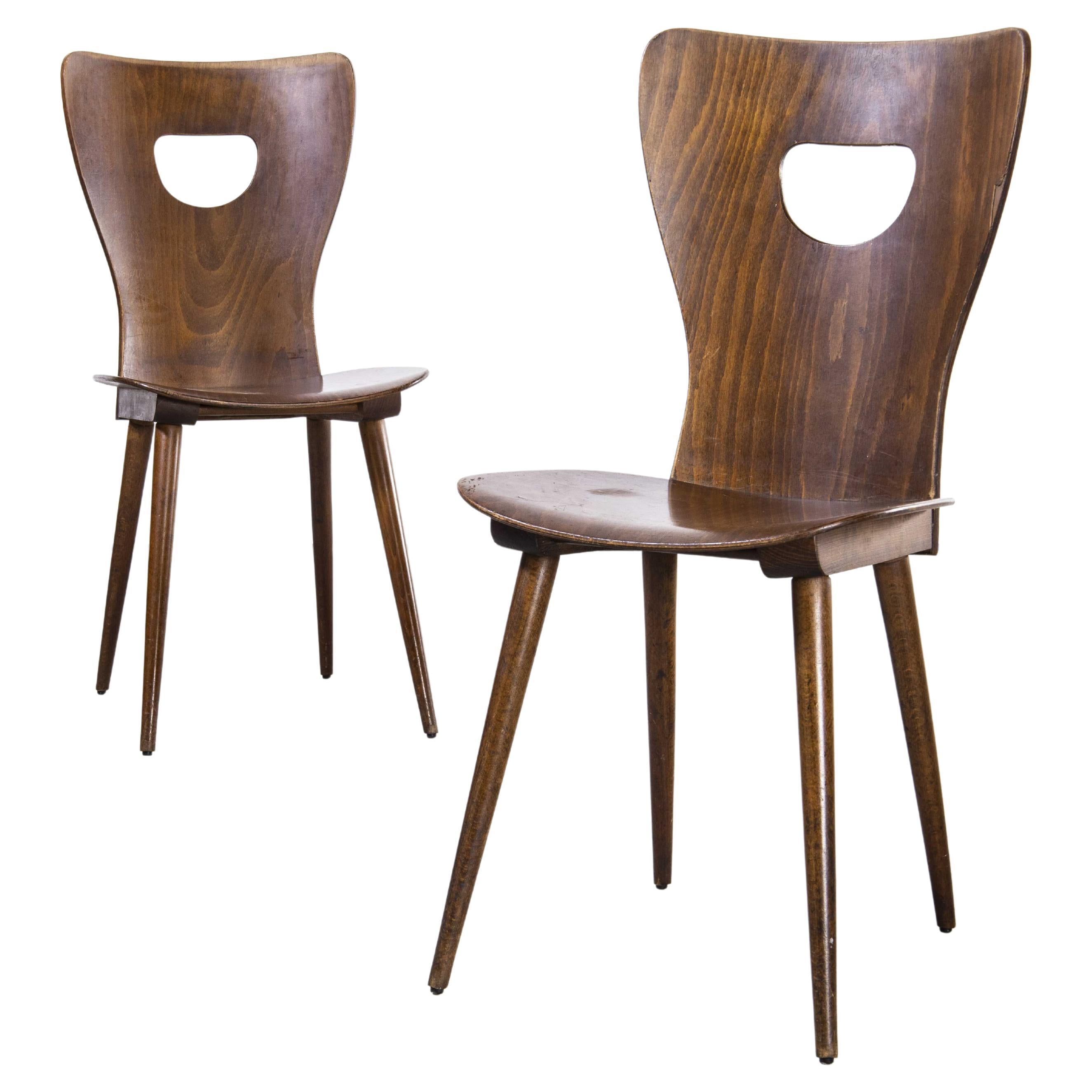 1950
s French Baumann Bentwood Classic Shaped Dining Chair, Pair