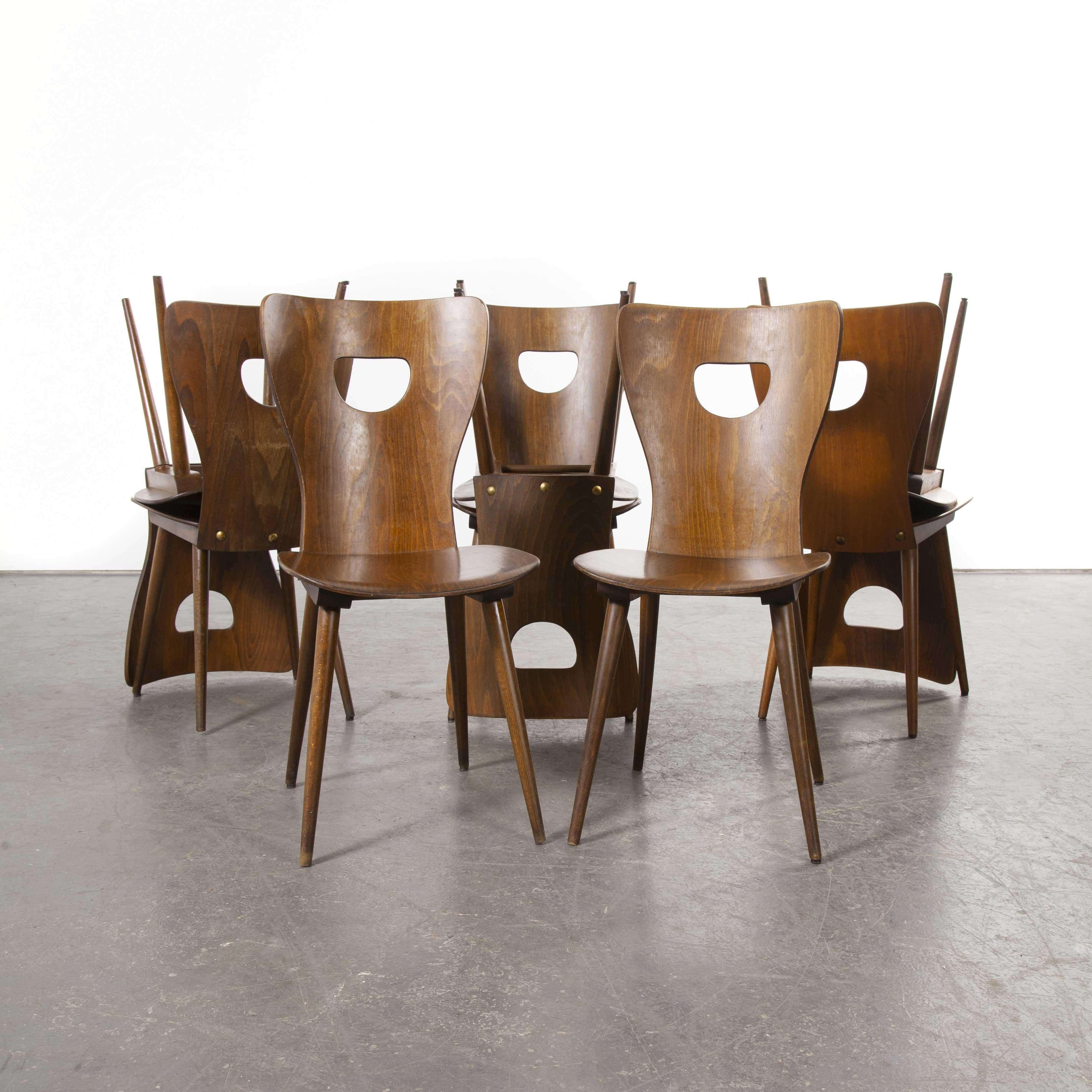 1950s French Baumann Bentwood Classic Shaped Dining Chair, Set of Eight 4