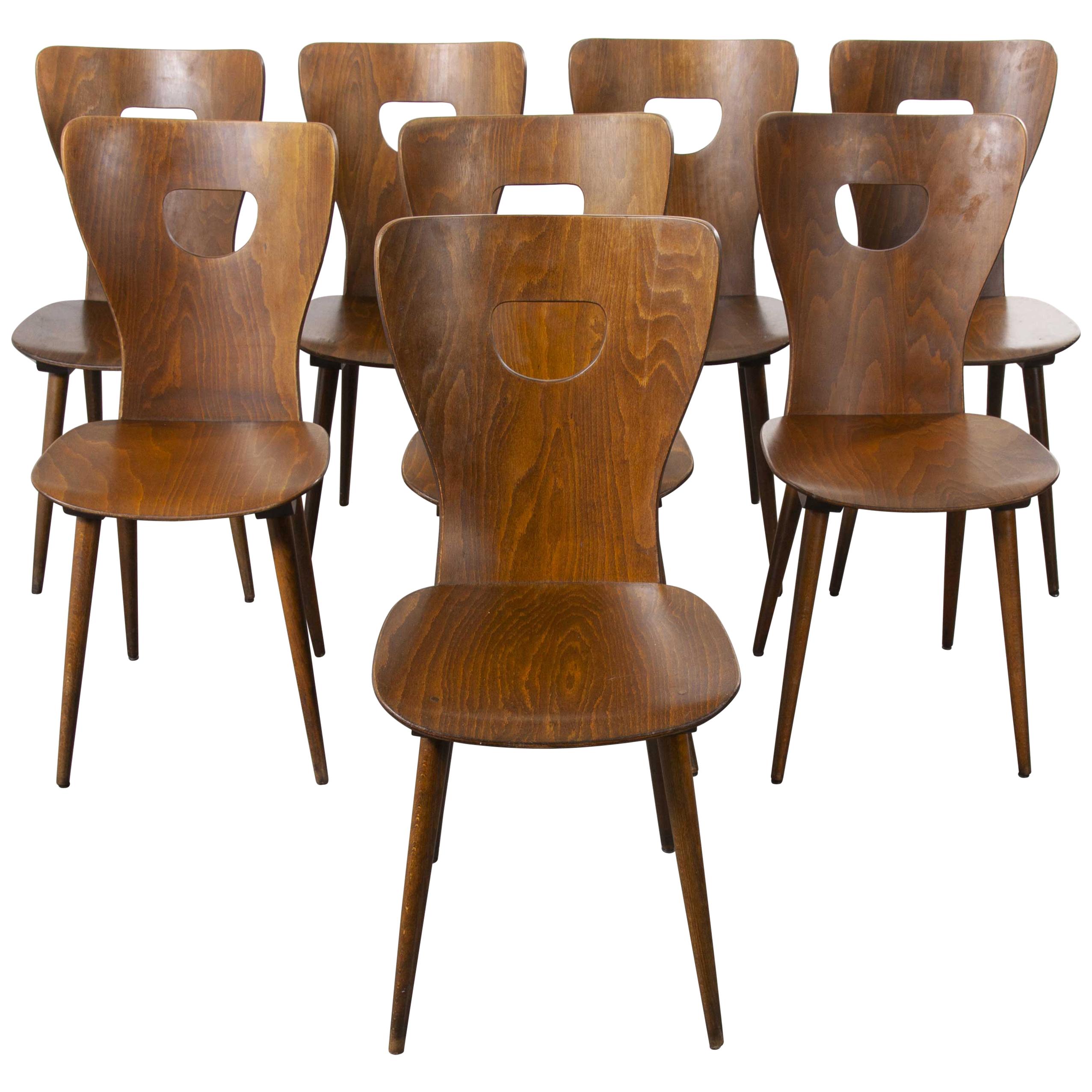 1950s French Baumann Bentwood Classic Shaped Dining Chair, Set of Eight
