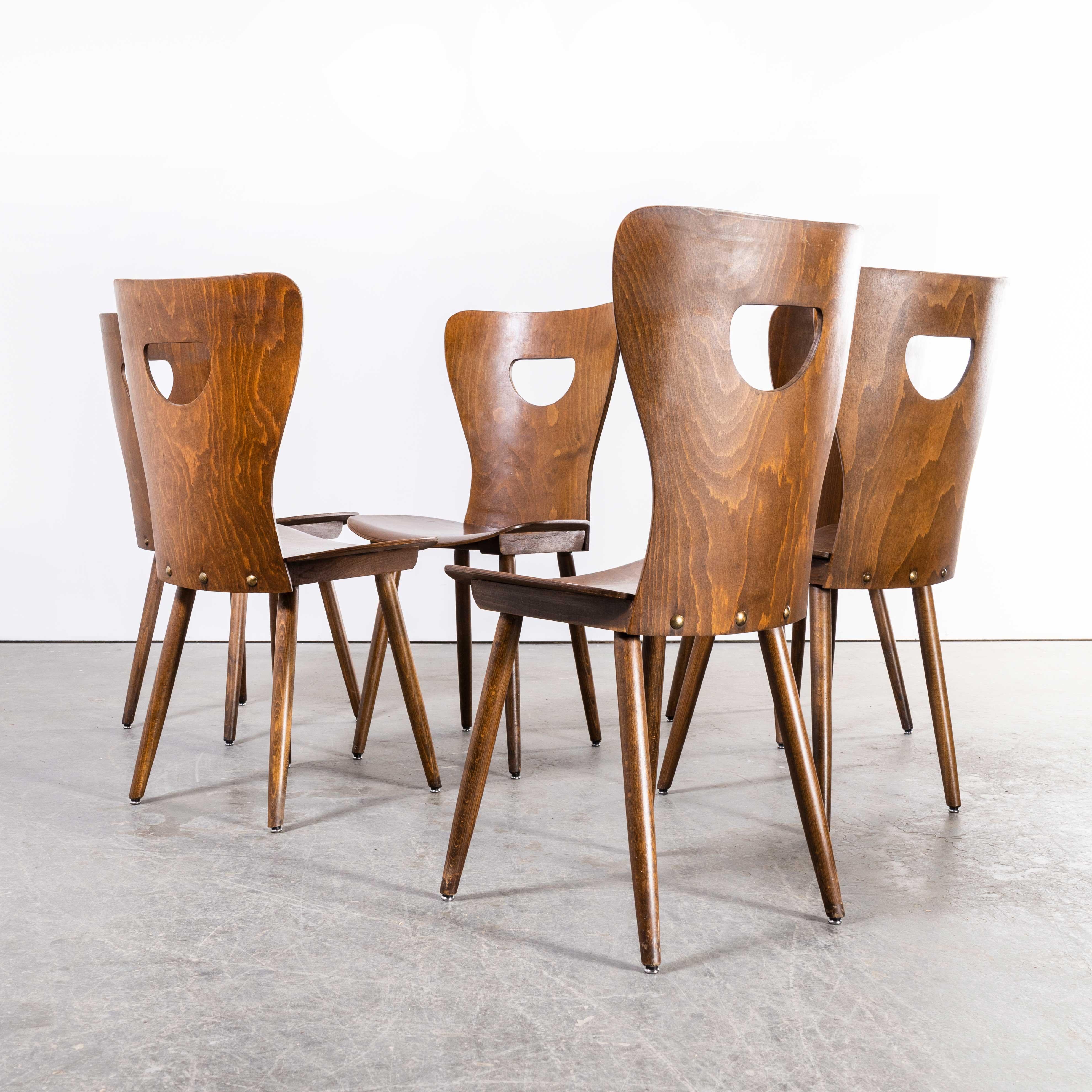 1950s French Baumann Bentwood Classic Shaped Dining Chair, Set of Six For Sale 5