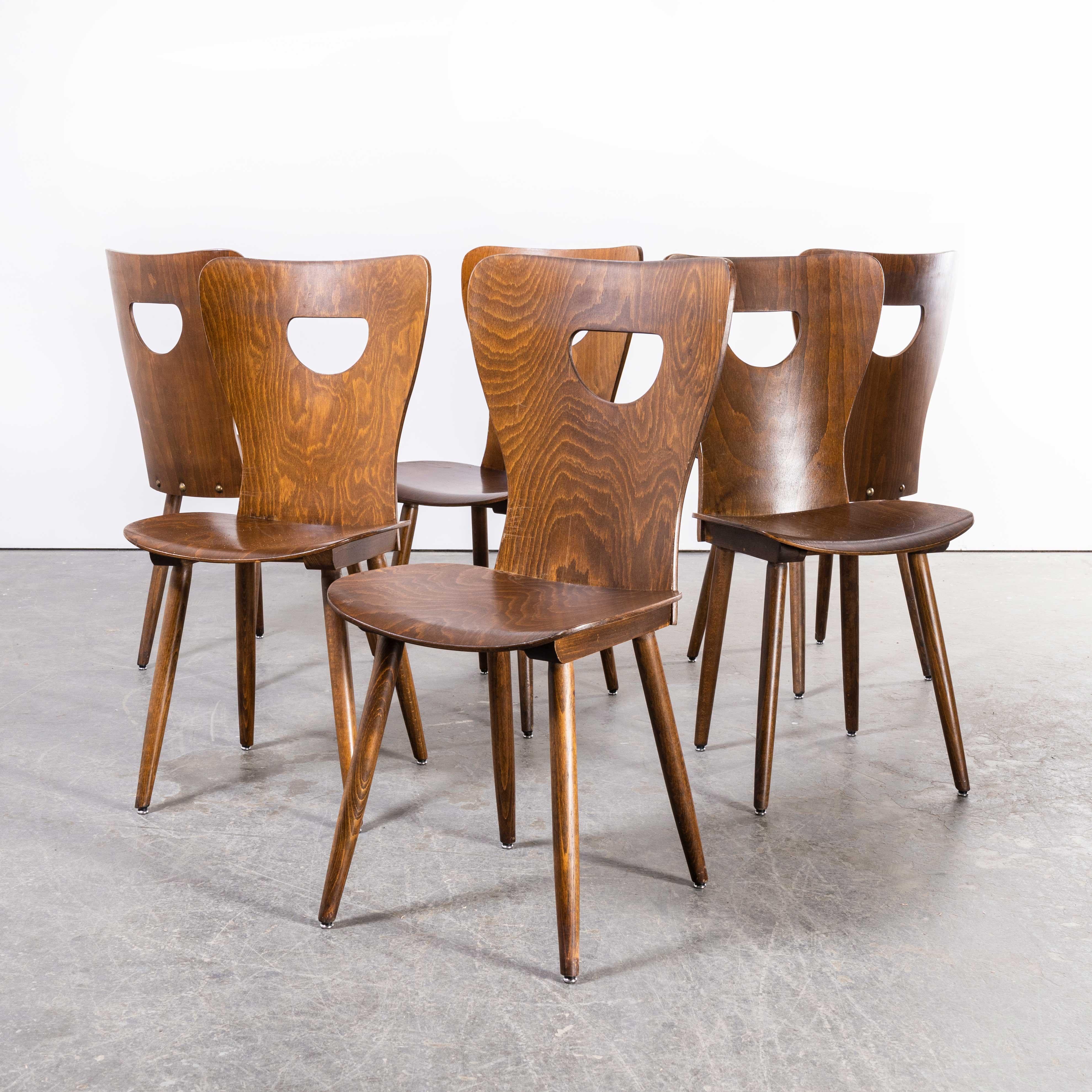 1950s French Baumann bentwood classic shaped dining chair – set of six
1950s French Baumann bentwood classic shaped dining chair – set of six. Classic beech bistro chair made in France by the maker Baumann. Baumann is a slightly off the radar