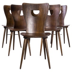 1950's French Baumann Bentwood Classic Shaped Dining Chair, Set of Six