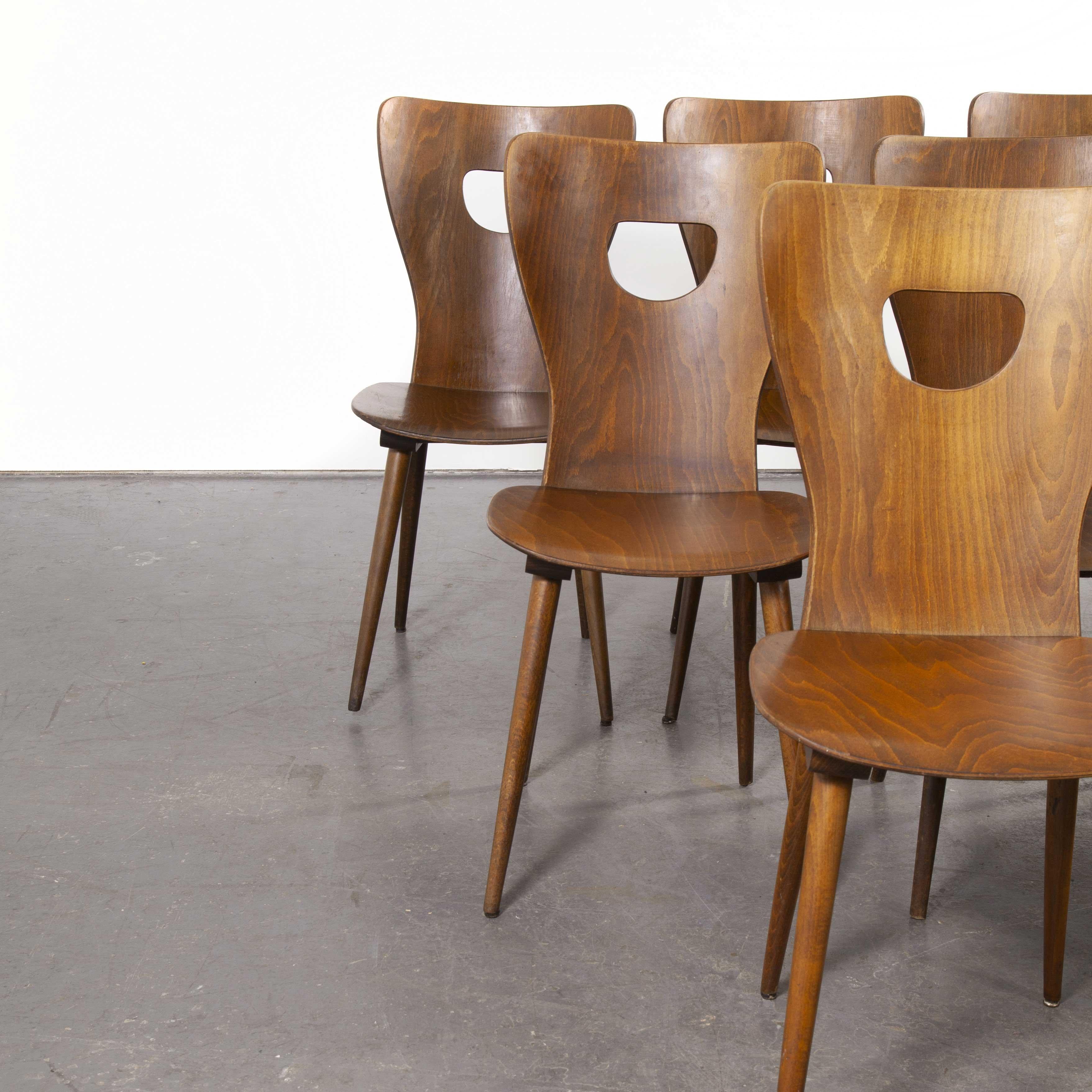 Mid-20th Century 1950s French Baumann Bentwood Classic Shaped Dining Chair, Set of Twelve