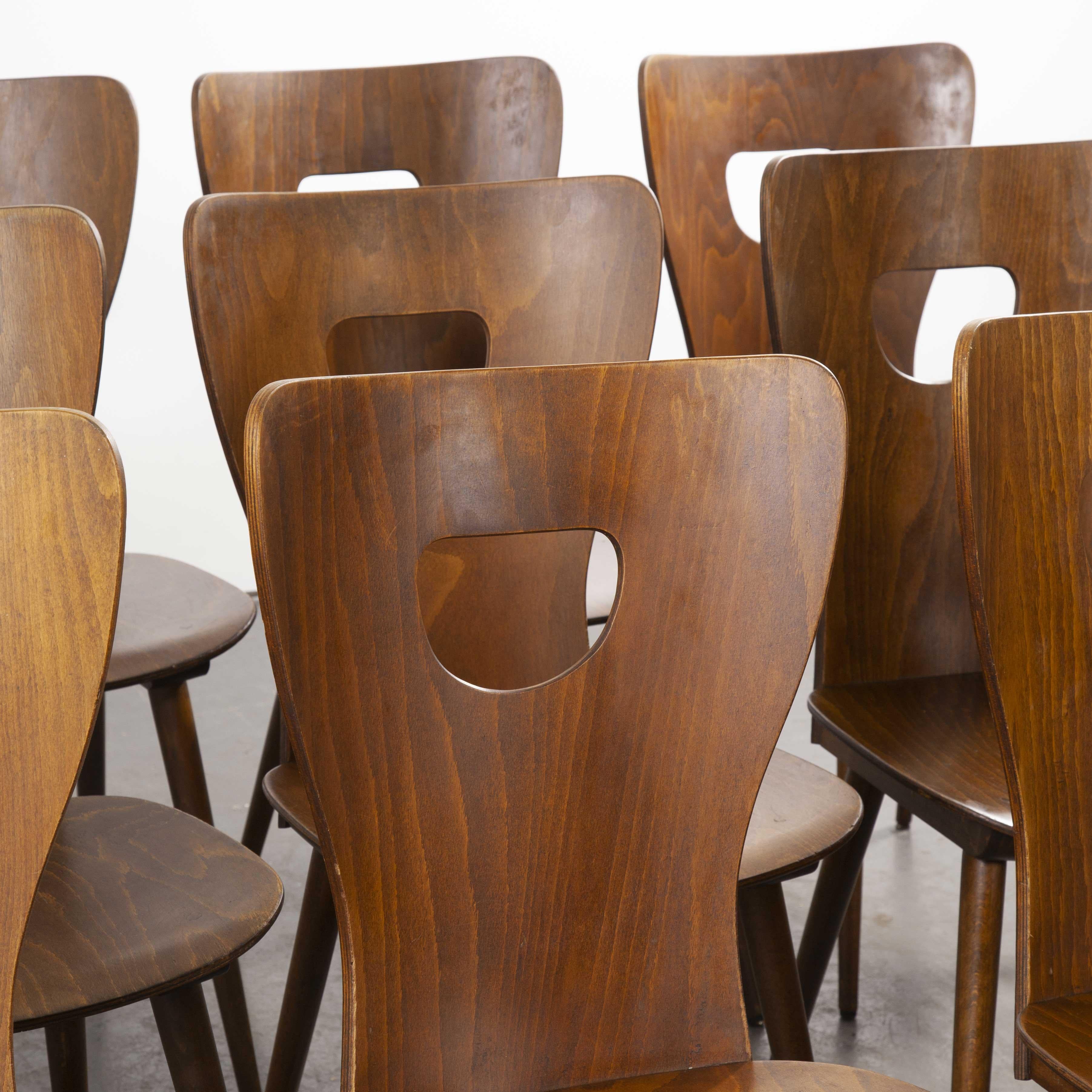 1950s French Baumann Bentwood Classic Shaped Dining Chair, Set of Twelve 1