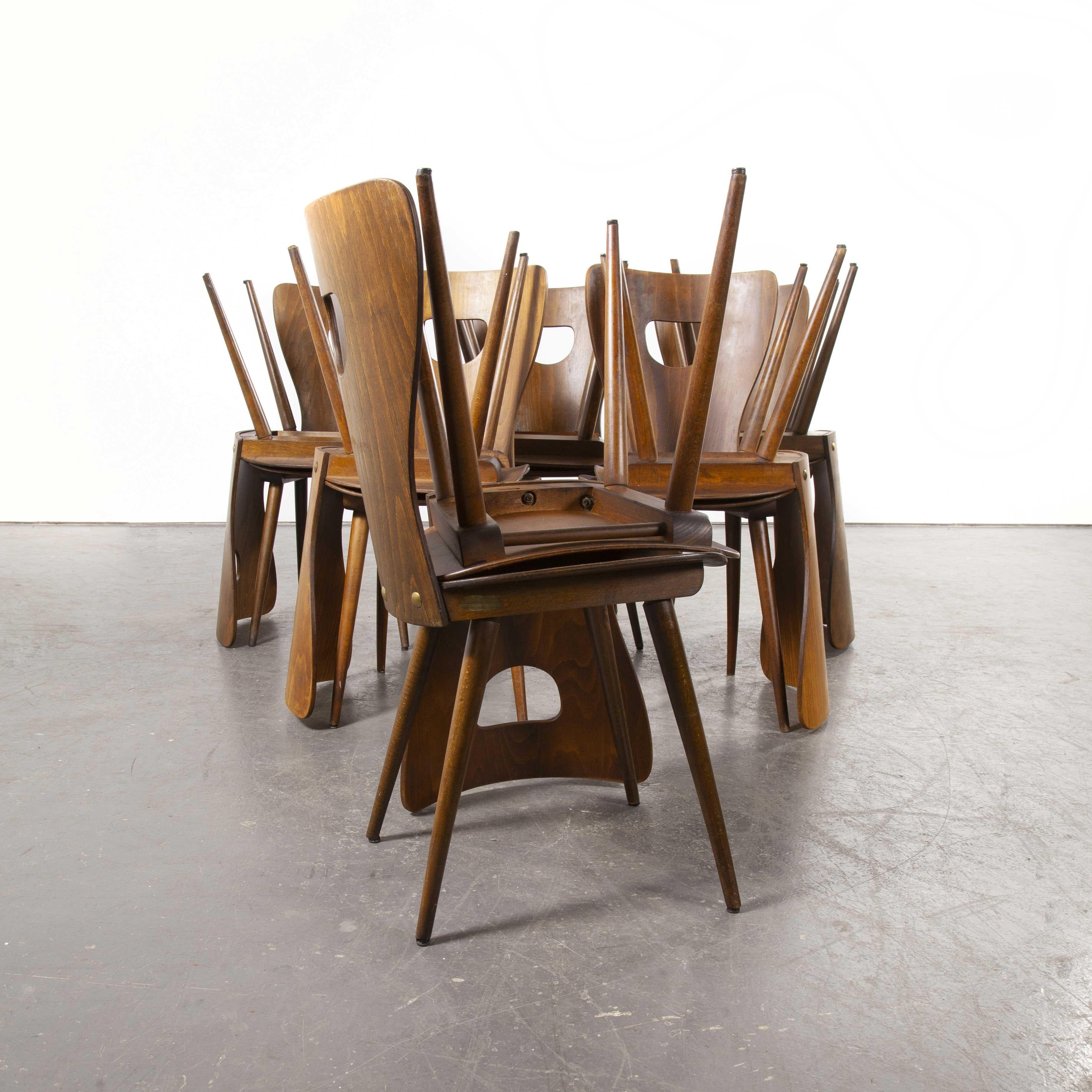 1950s French Baumann Bentwood Classic Shaped Dining Chair, Set of Twelve 3