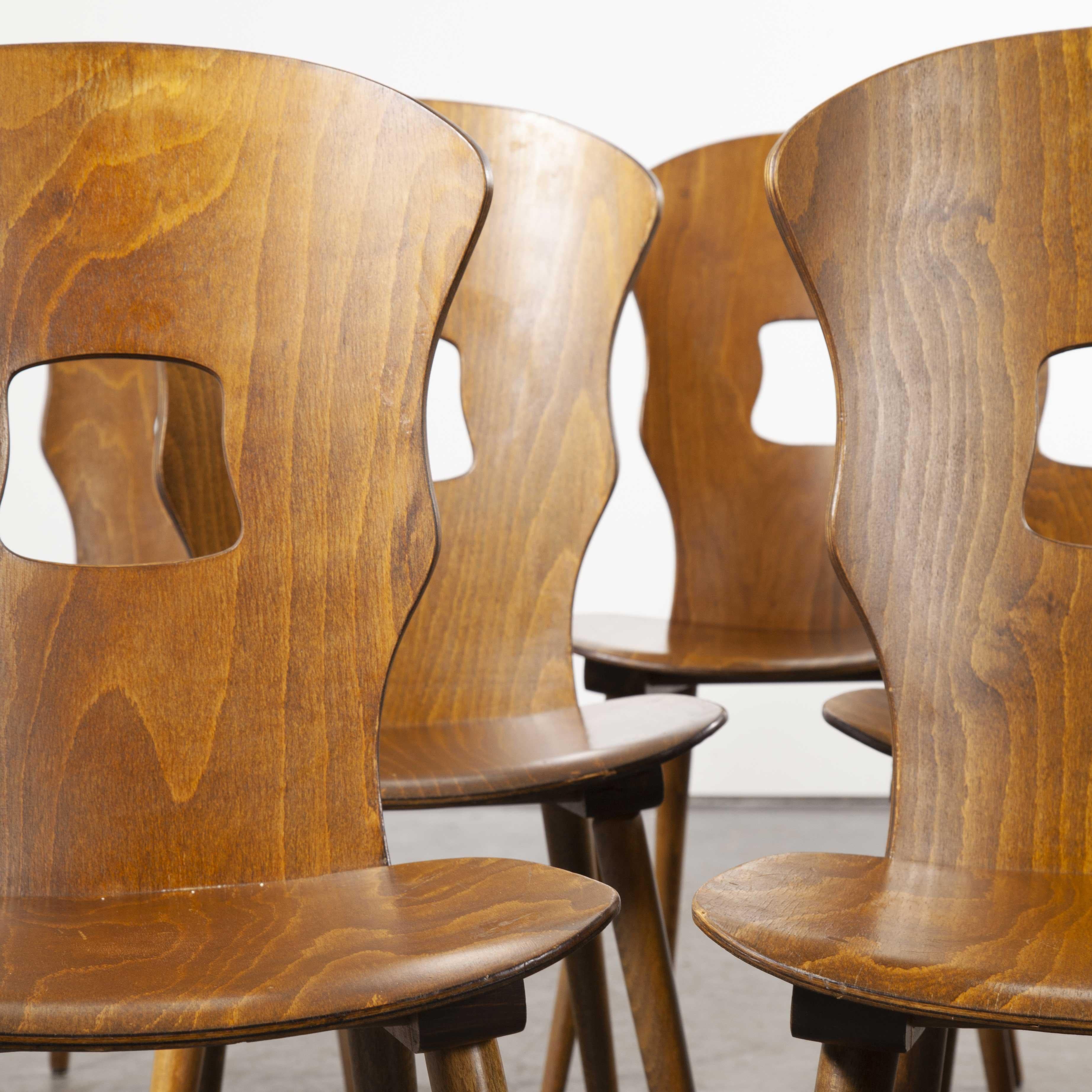 1950s French Baumann Bentwood Gentiane Dining Chair, Set of Eight In Good Condition In Hook, Hampshire