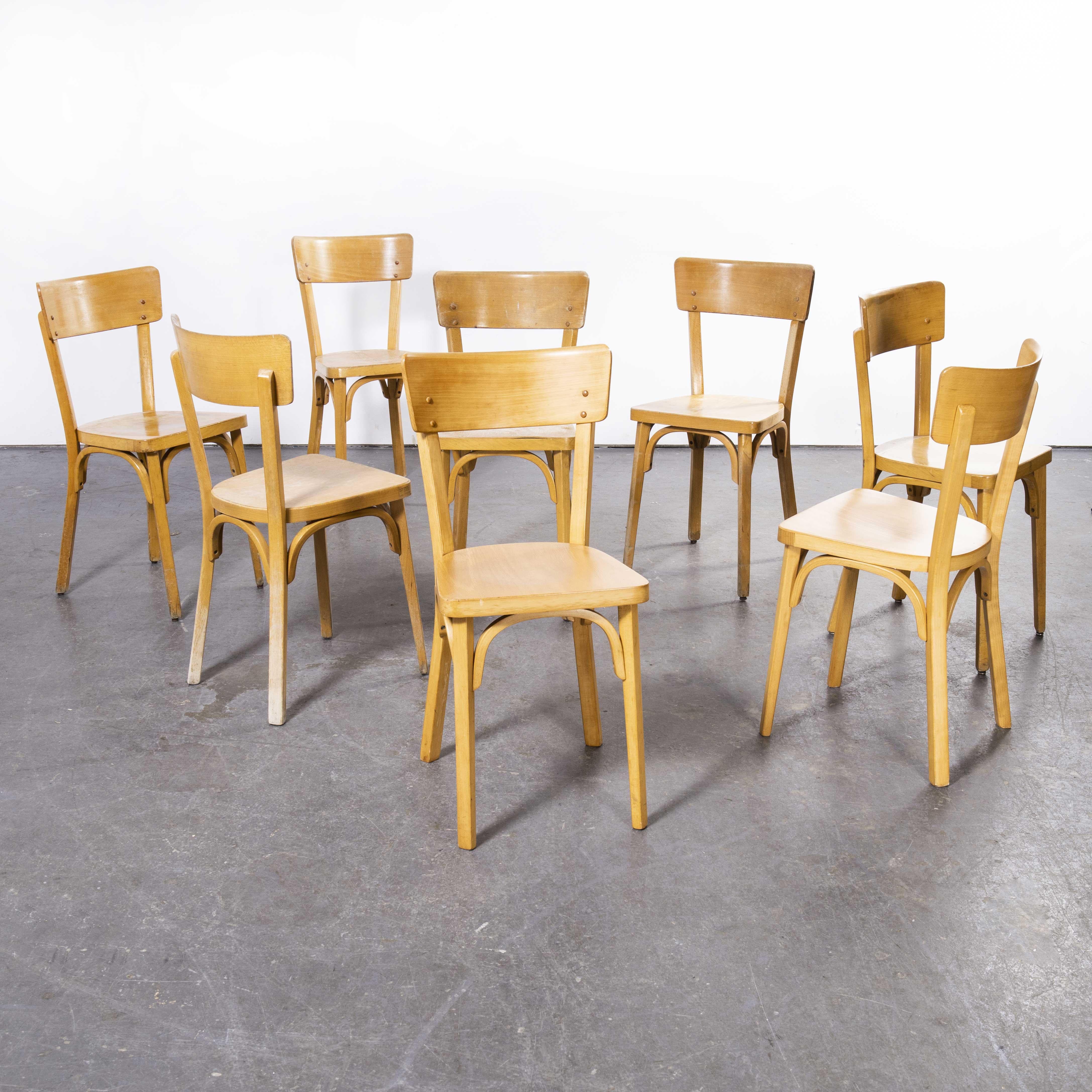 1950's French Baumann Blonde Beech Bentwood Dining Chairs, Set of Eight  For Sale 6