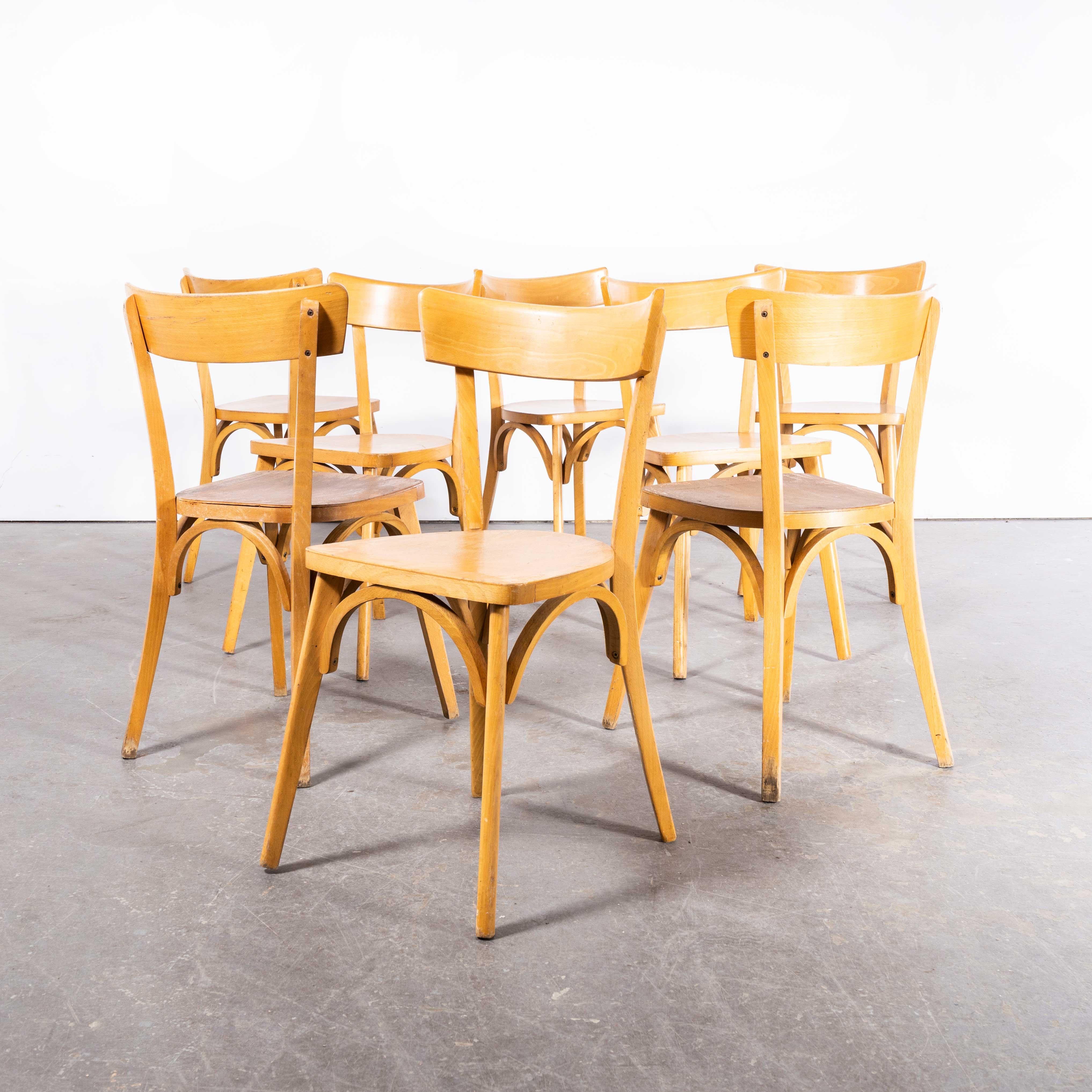 1950s French Baumann Blonde Beech Bentwood Dining Chairs, Set of Eight For Sale 1