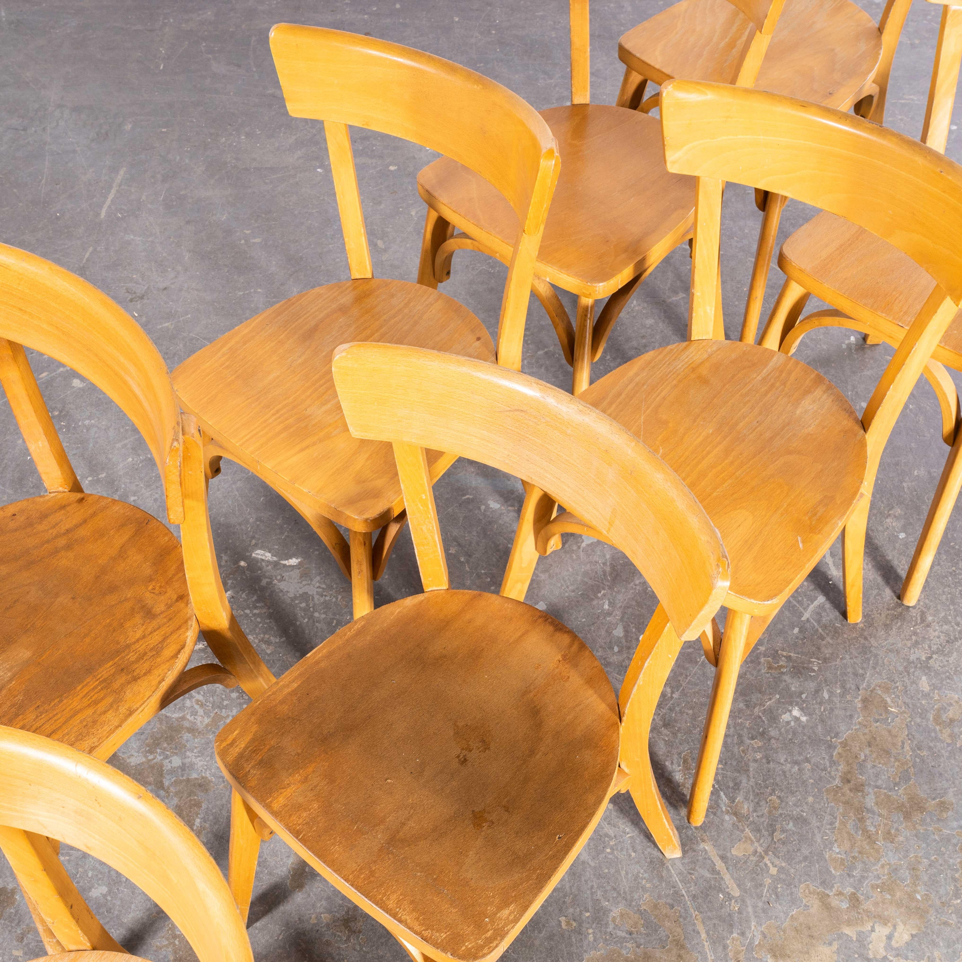 1950s French Baumann Blonde Beech Bentwood Dining Chairs, Set of Eight For Sale 4