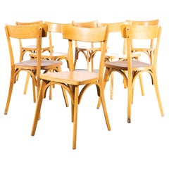 1950s French Baumann Blonde Beech Bentwood Dining Chairs, Set of Eight