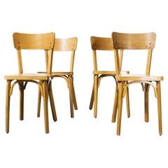 1950's French Baumann Blonde Beech Bentwood Dining Chairs, Set of Four