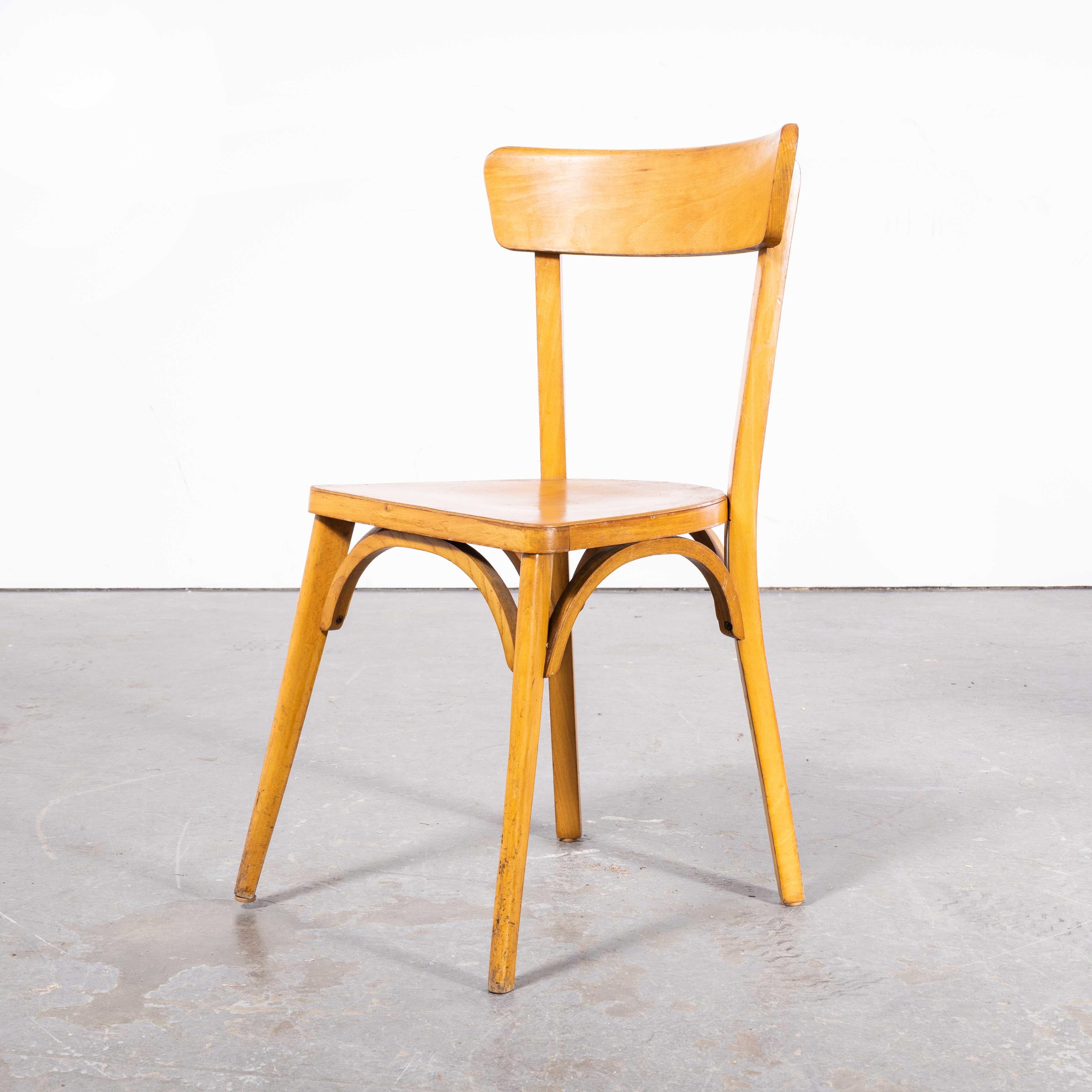 1950s French Baumann Blonde Beech Bentwood Dining Chairs, Set of Seven For Sale 3