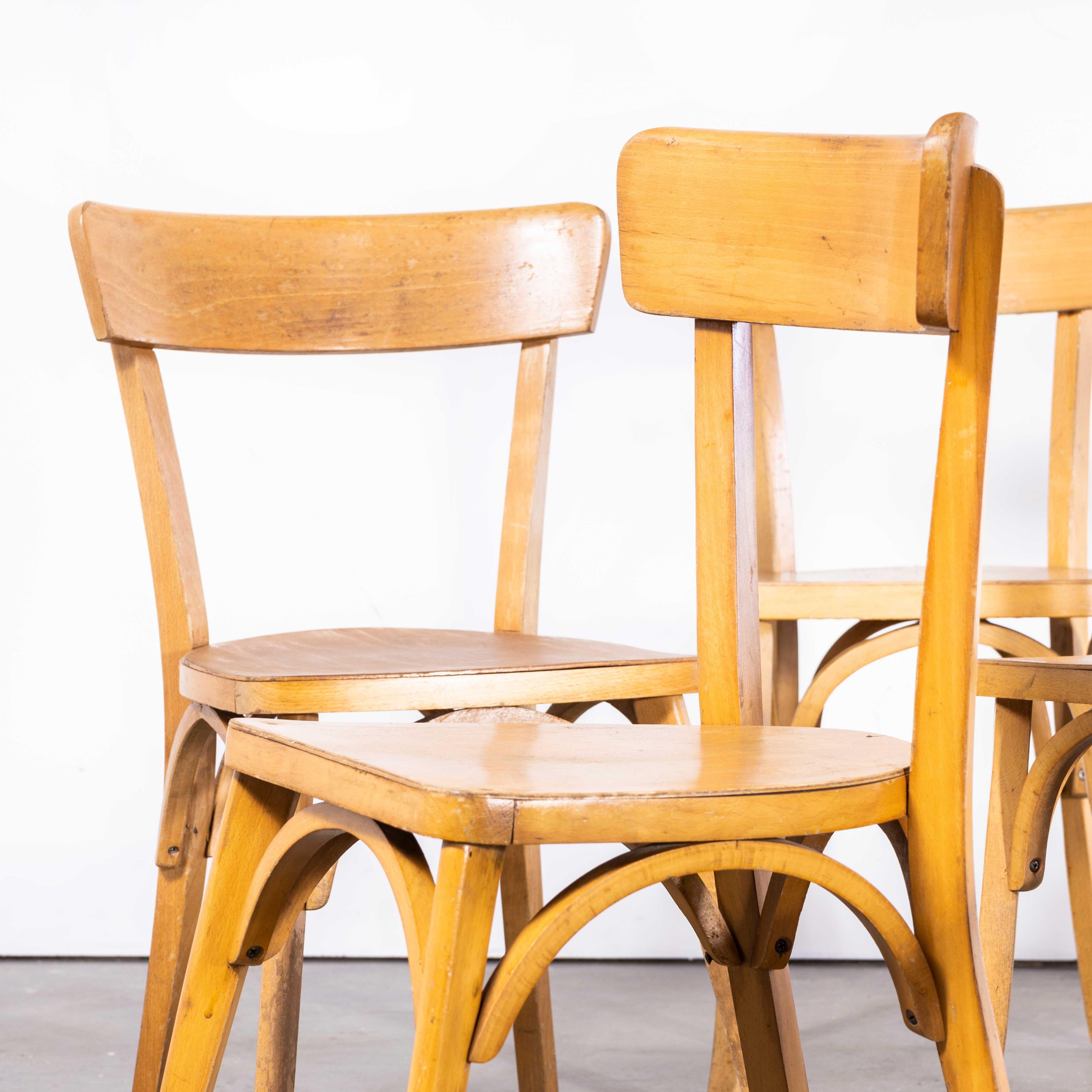 1950s French Baumann Blonde Beech Bentwood Dining Chairs, Set of Seven For Sale 5