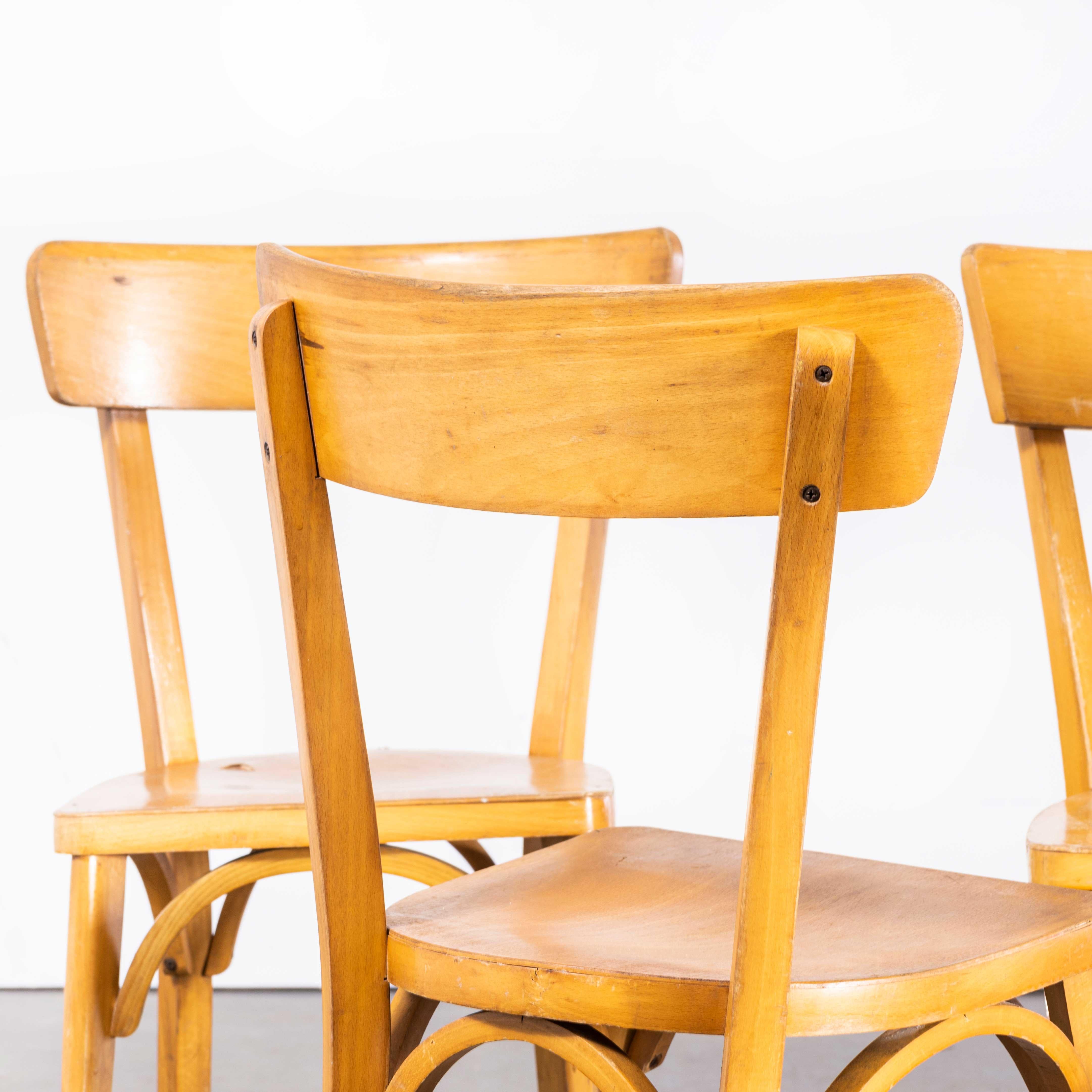 1950s French Baumann Blonde Beech Bentwood Dining Chairs – Set Of Six
1950s French Baumann Blonde Beech Bentwood Dining Chairs – Set Of Six. Baumann is a slightly off the radar French producer just starting to gain traction in the market. Baumann