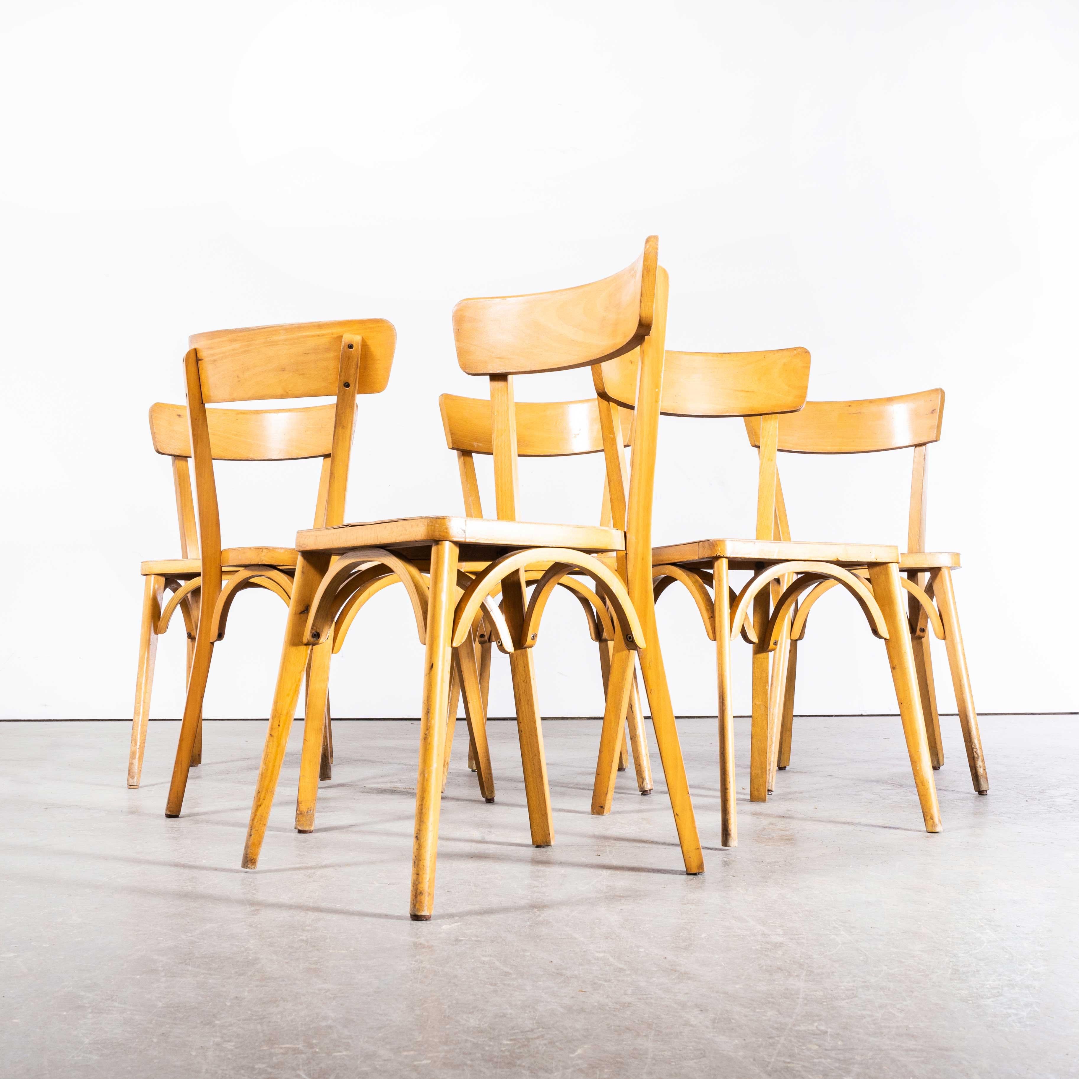 1950s French Baumann Blonde Beech Bentwood Dining Chairs, Set of Six In Good Condition For Sale In Hook, Hampshire