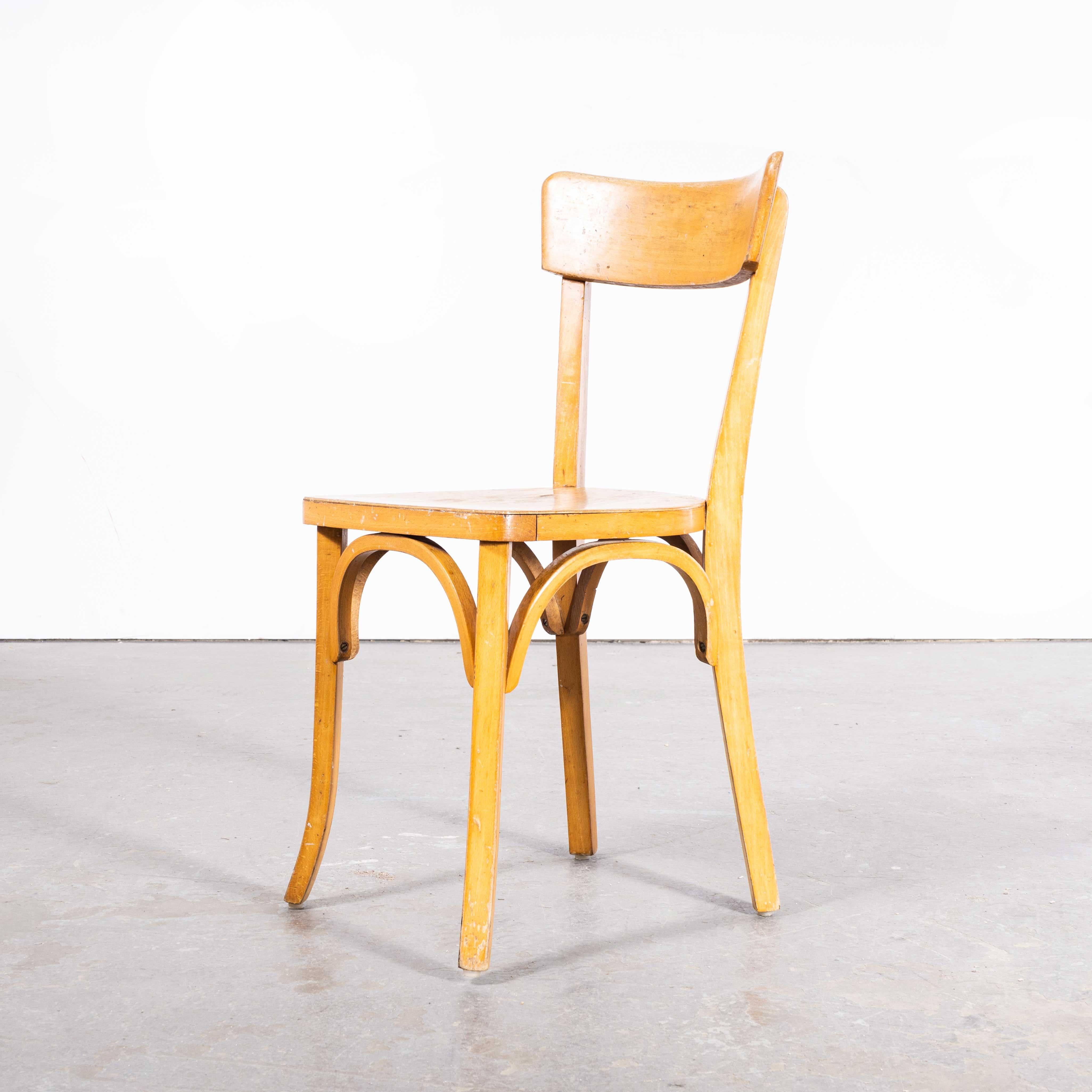 Mid-20th Century 1950s French Baumann Blonde Beech Bentwood Dining Chairs, Set of Six For Sale