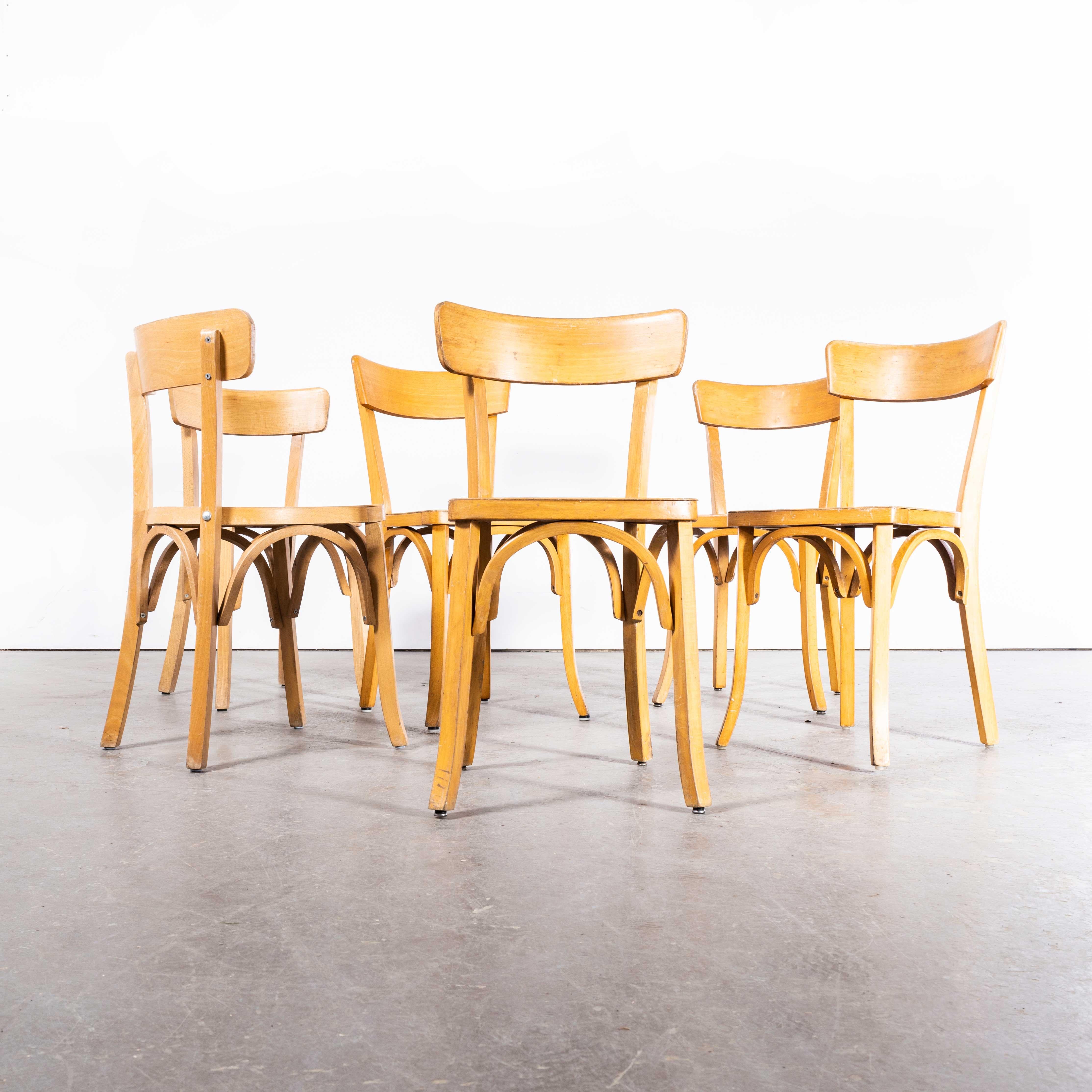 1950s French Baumann Blonde Beech Bentwood Dining Chairs, Set of Six For Sale 3