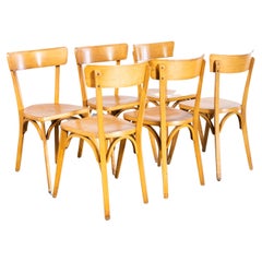 1950s French Baumann Blonde Beech Bentwood Dining Chairs, Set of Six