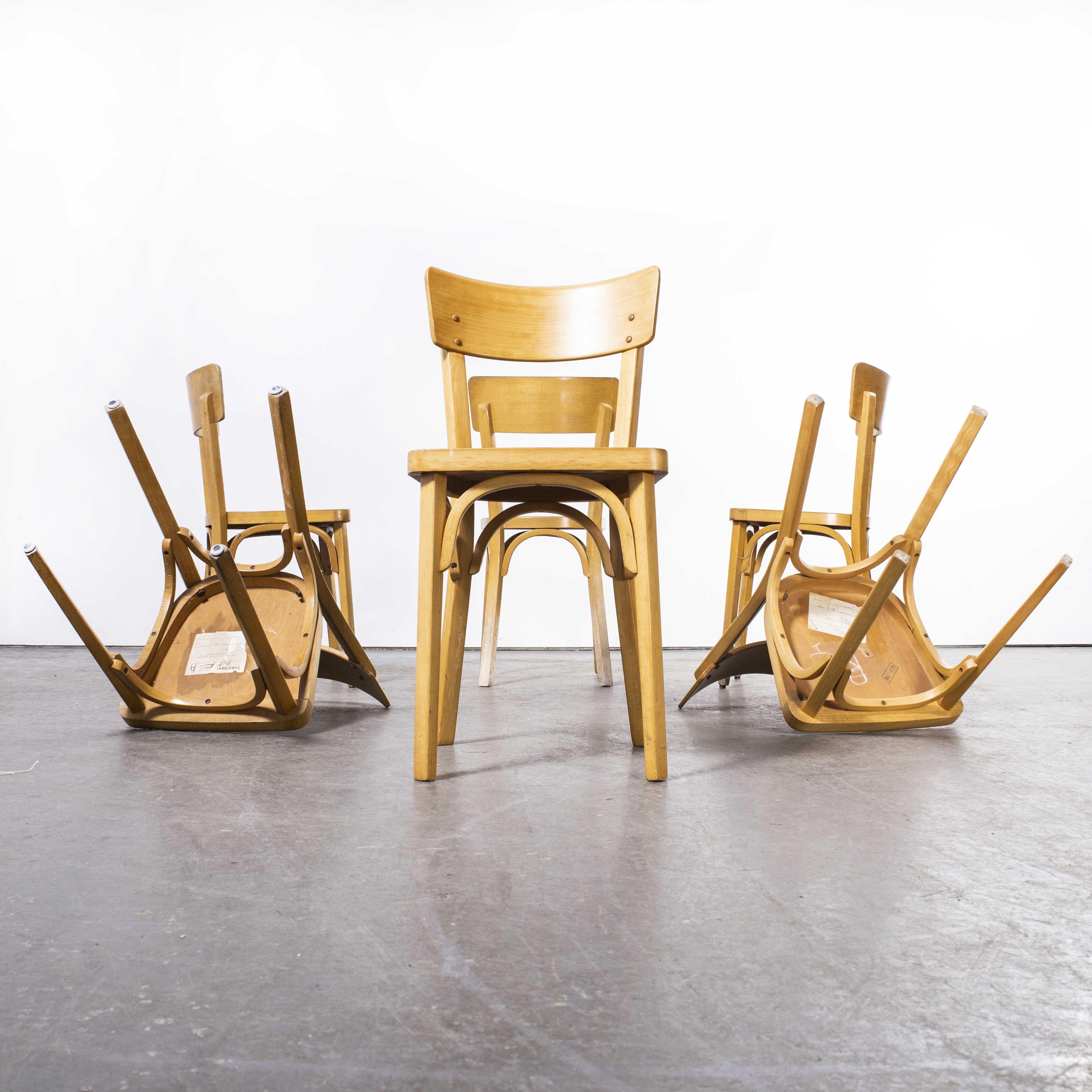 1950's French Baumann Blonde Beech Bentwood Dining Chairs -Set of Six Model 1403 For Sale 5