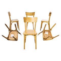 Ensemble de six chaises de salle à manger Baumann en bois de hêtre blond et cintré des années 1950, modèle 1403