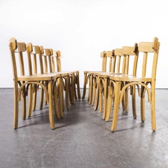 1950's French Baumann Blonde Beech Bentwood Dining Chairs - Set of Ten
