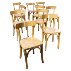 Retro 1950's French Baumann Blonde Beech Bentwood Dining Chairs - Set of Ten