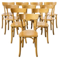 1950's French Baumann Blonde Beech Bentwood Dining Chairs, Set of Ten Model 1402