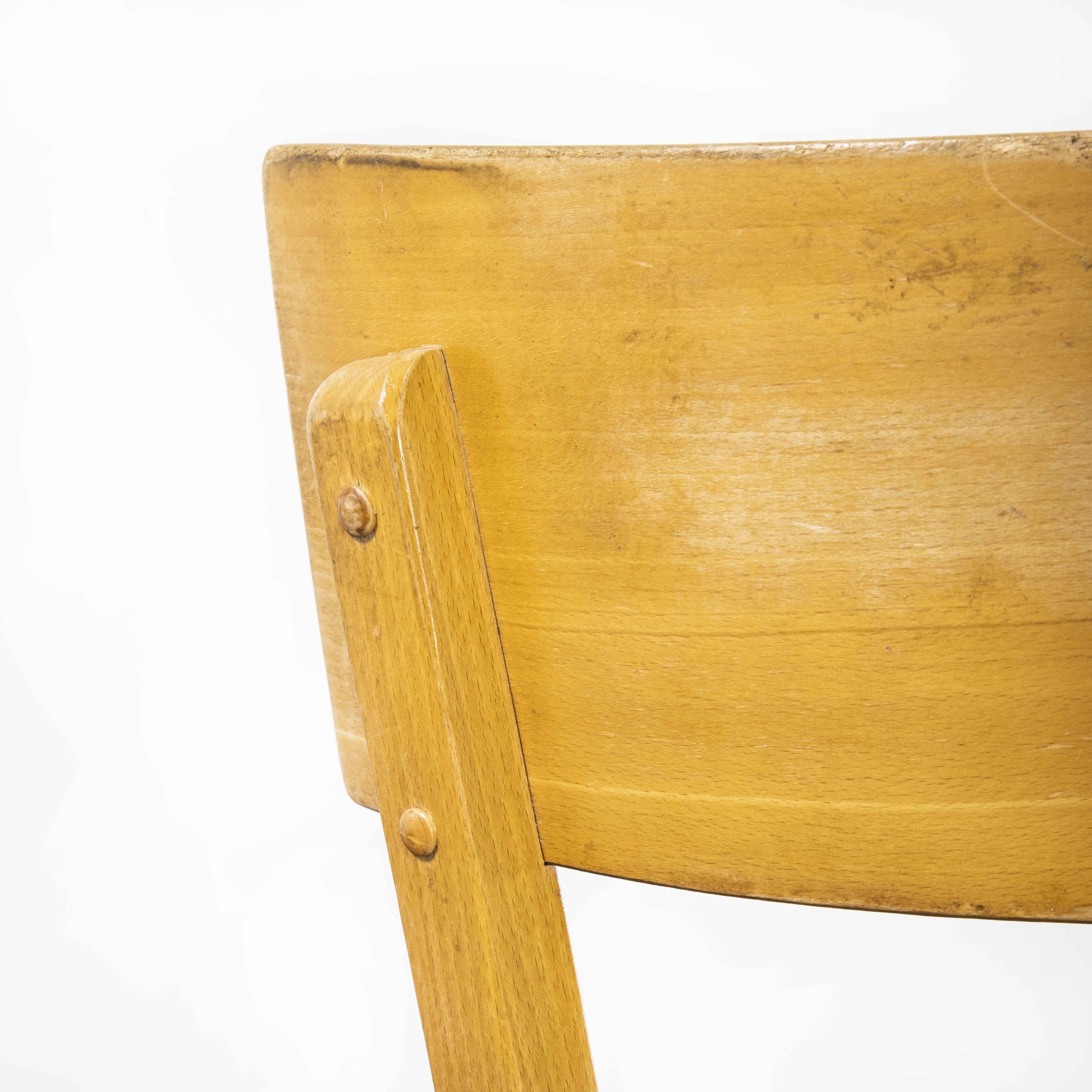 1950's French Baumann Blonde Beech Bentwood Dining Chairs, Various Qty Available For Sale 6