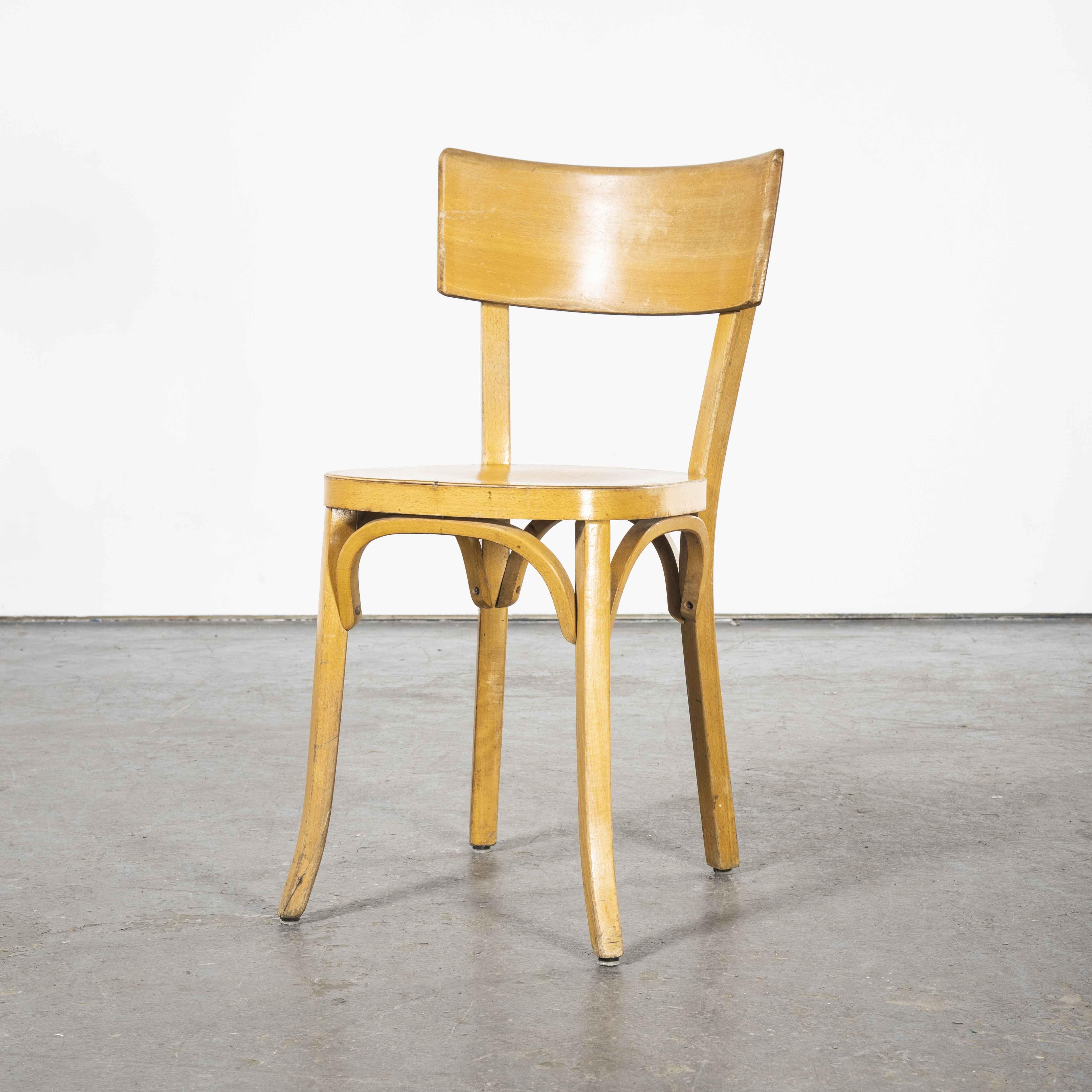Mid-20th Century 1950's French Baumann Blonde Beech Bentwood Dining Chairs, Various Qty Available For Sale