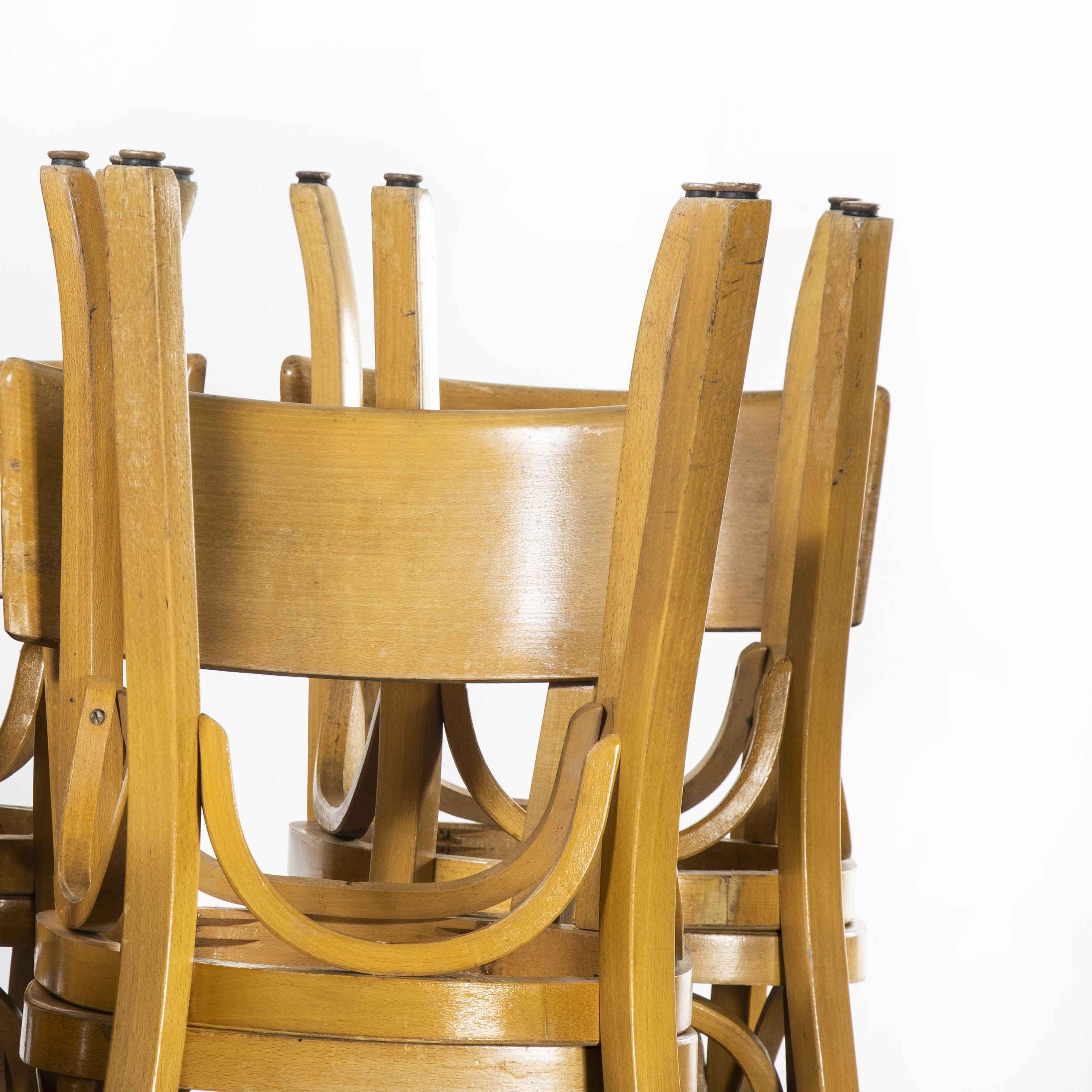 Mid-20th Century 1950's French Baumann Blonde Beech Bentwood Dining Chairs, Various Qty Available For Sale