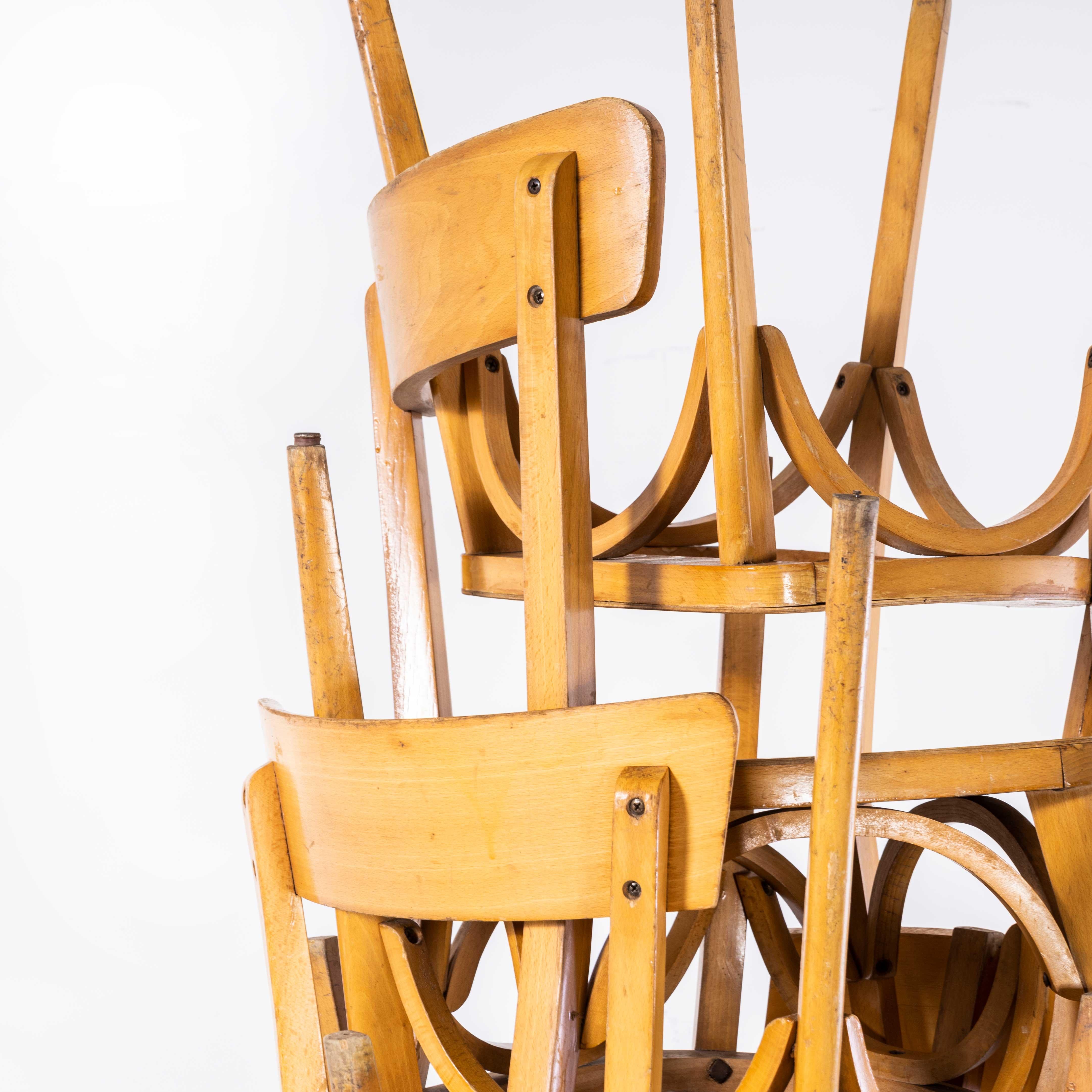 Mid-20th Century 1950s French Baumann Blonde Beech Bentwood Dining Chairs, Various Quantities A For Sale