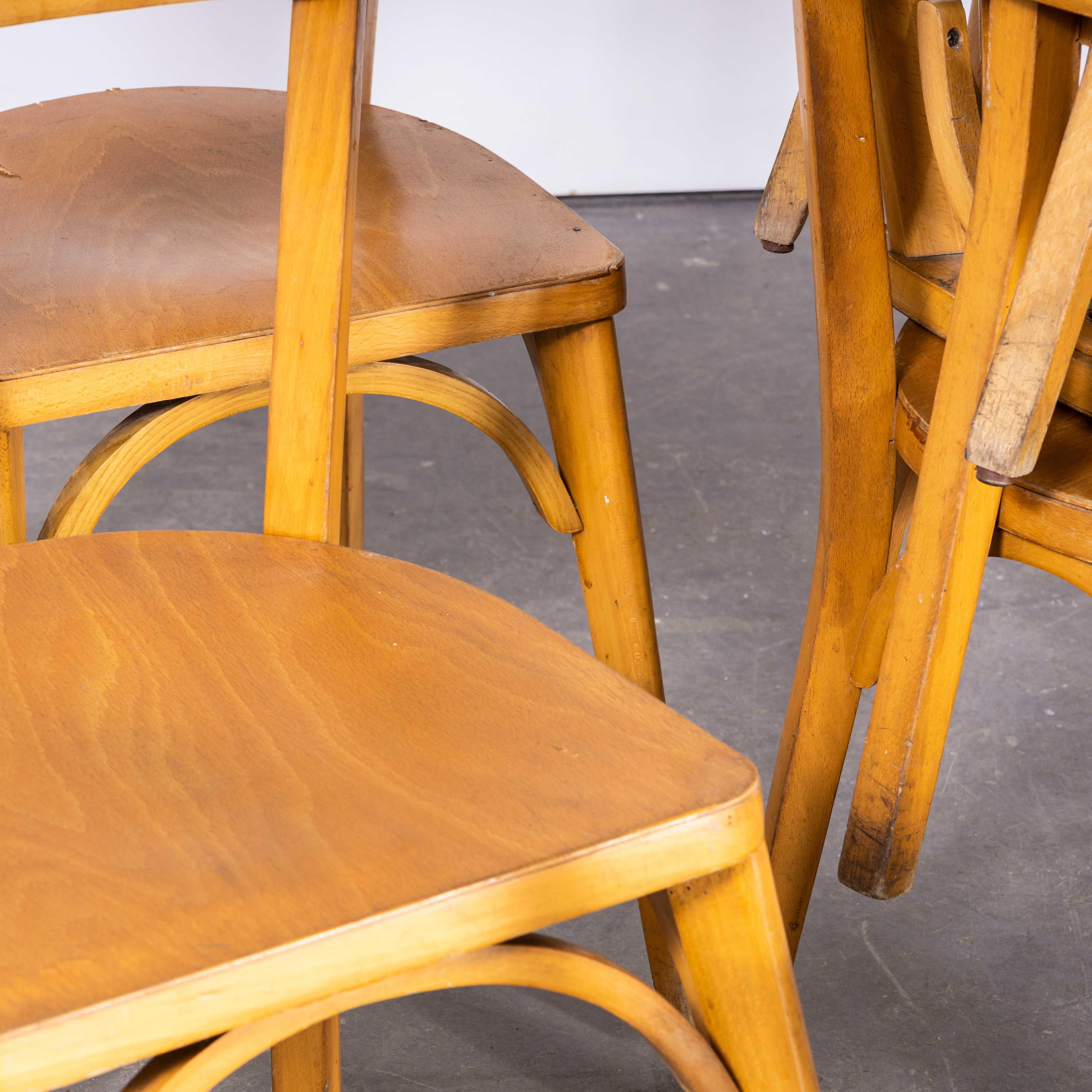 1950s French Baumann Blonde Beech Bentwood Dining Chairs, Various Quantities A For Sale 2