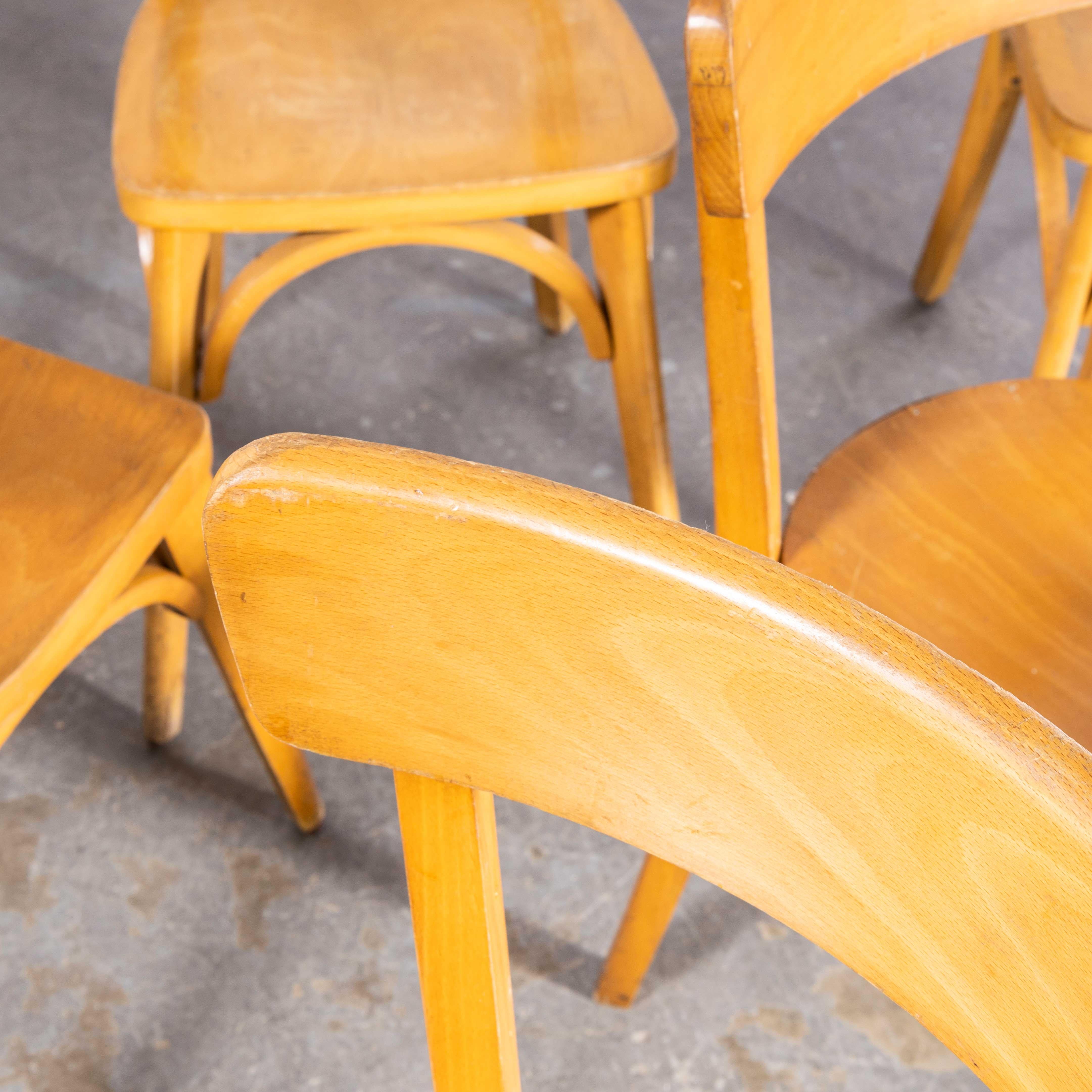 1950s French Baumann Blonde Beech Bentwood Dining Chairs, Various Quantities A For Sale 3
