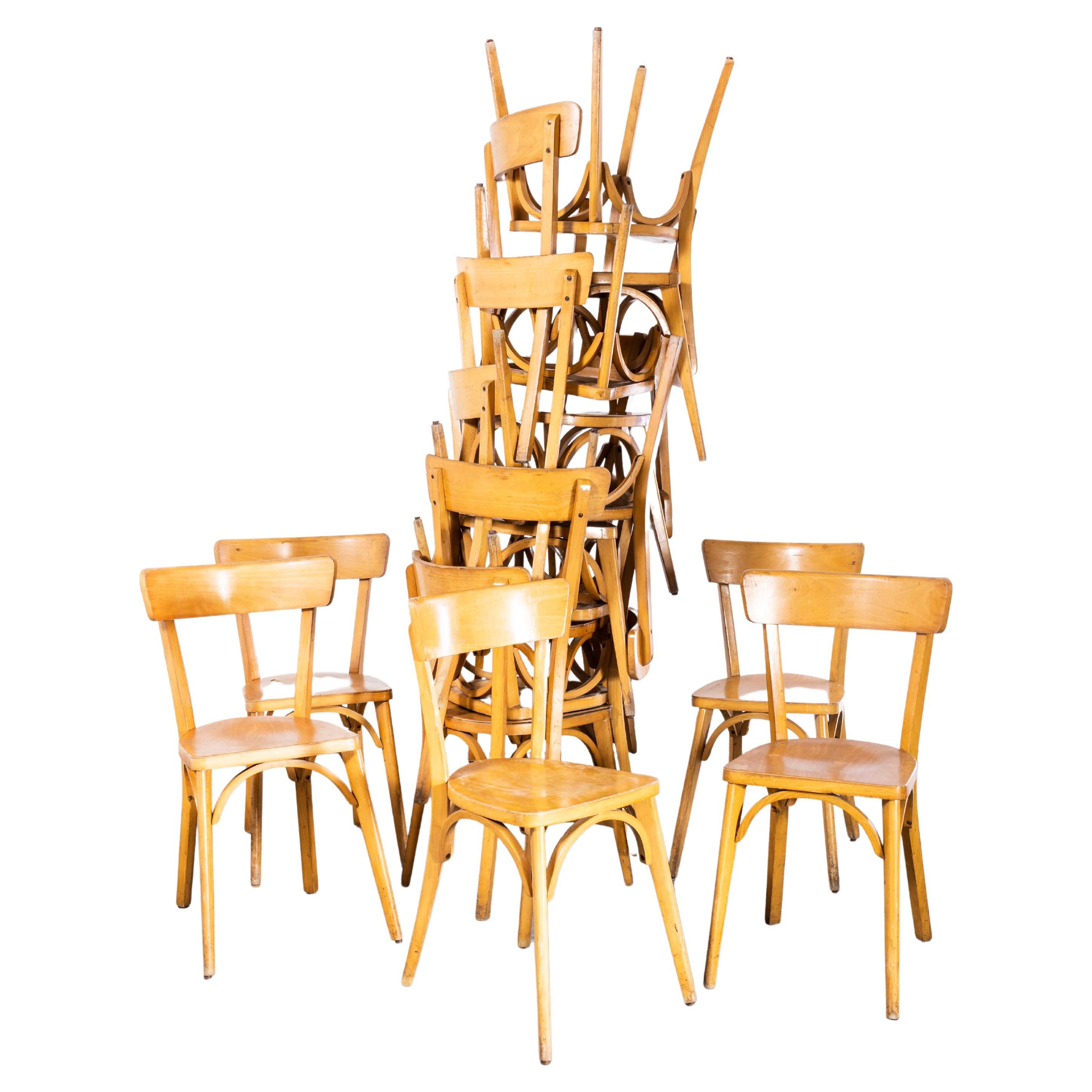 1950s French Baumann Blonde Beech Bentwood Dining Chairs, Various Quantities A